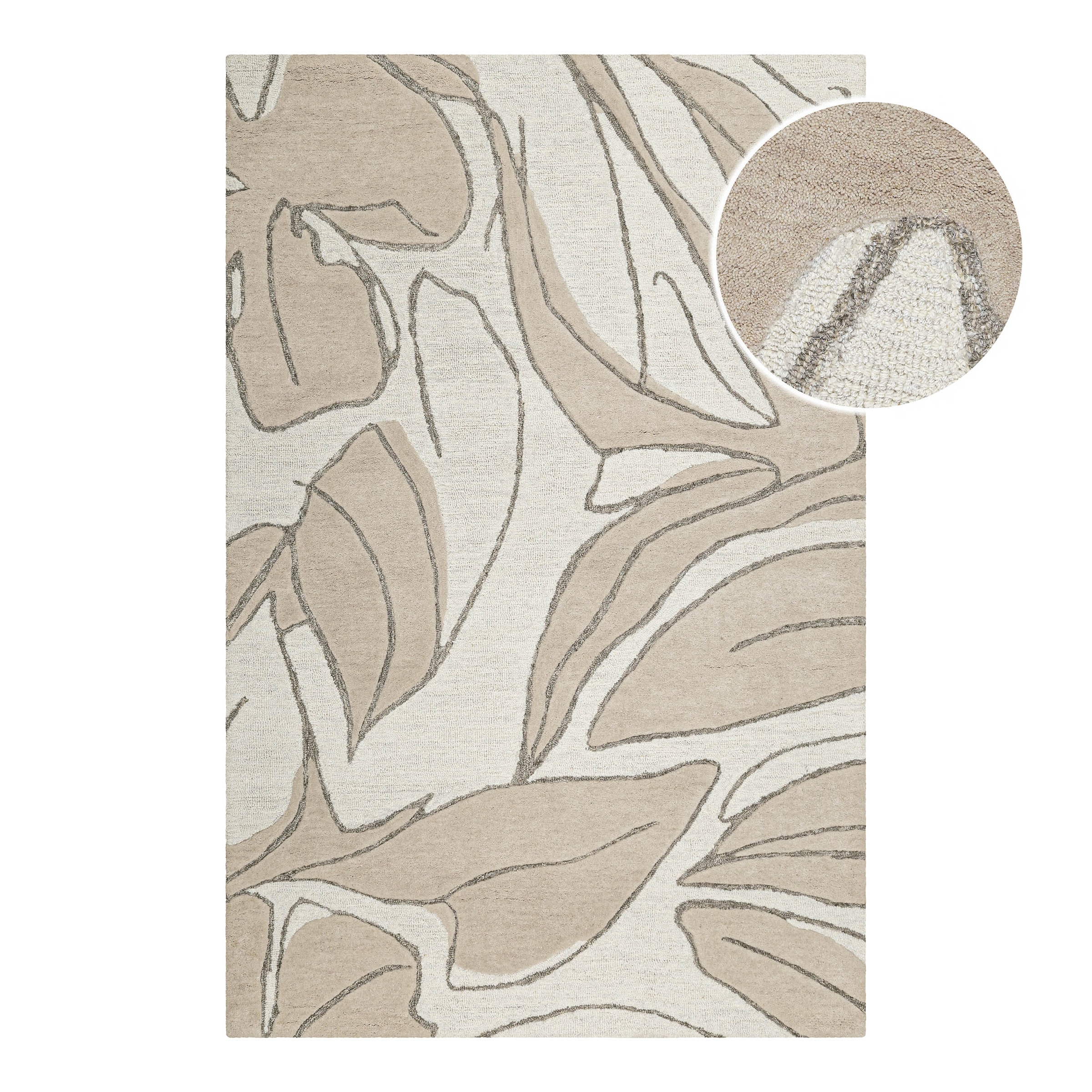 Image of Wecon home Teppich "Tunia" rechteckig 10 mm Höhe handgefertigt, floral, pflegeleicht, Wolle, Wohnzimmer, Schlafzimmer