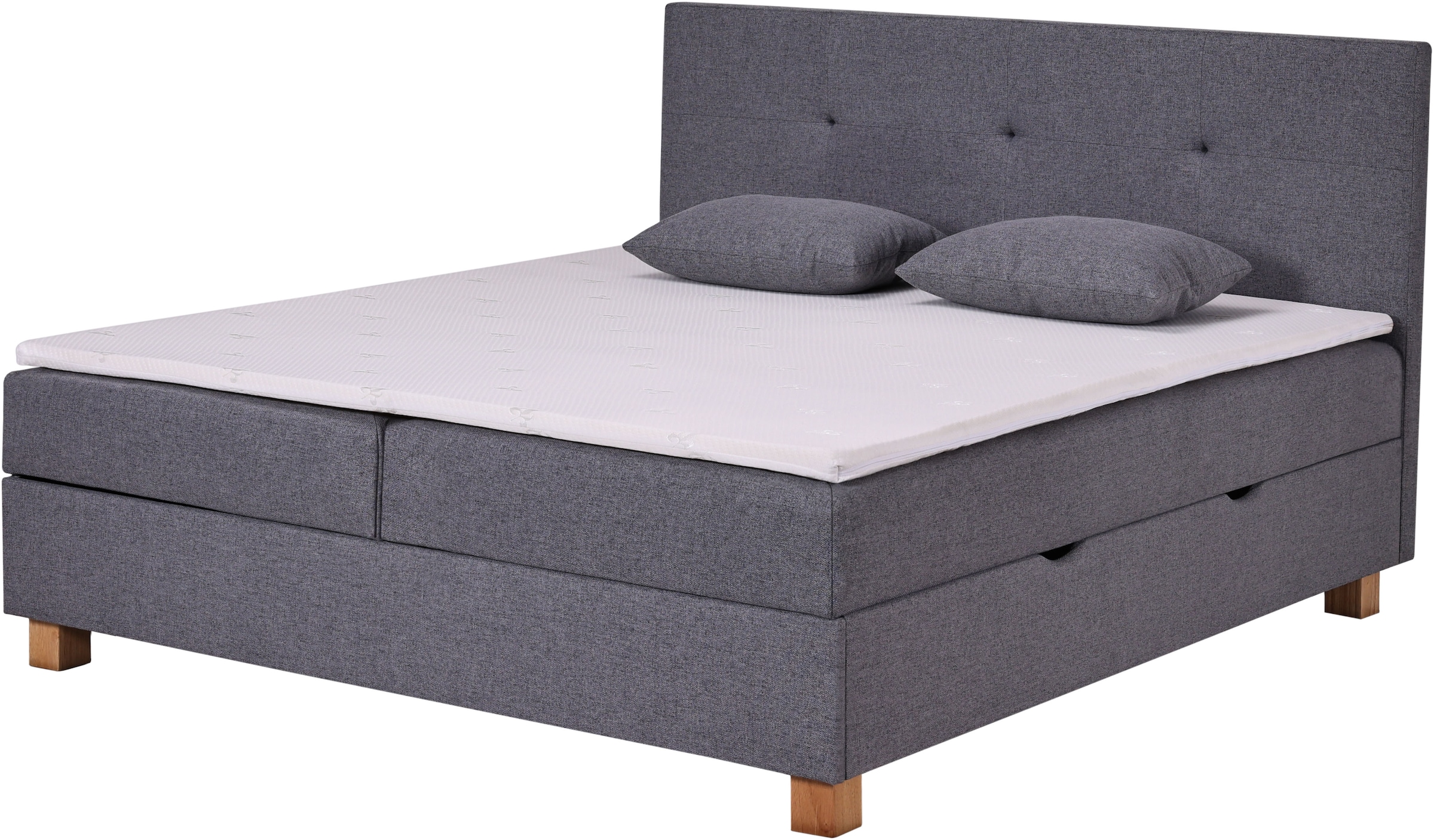 Home affaire Boxbett »Oyré inkl. Bettkasten, erhältlich in der Grösse 180x200cm« mit Holzfüsse in eichefarben