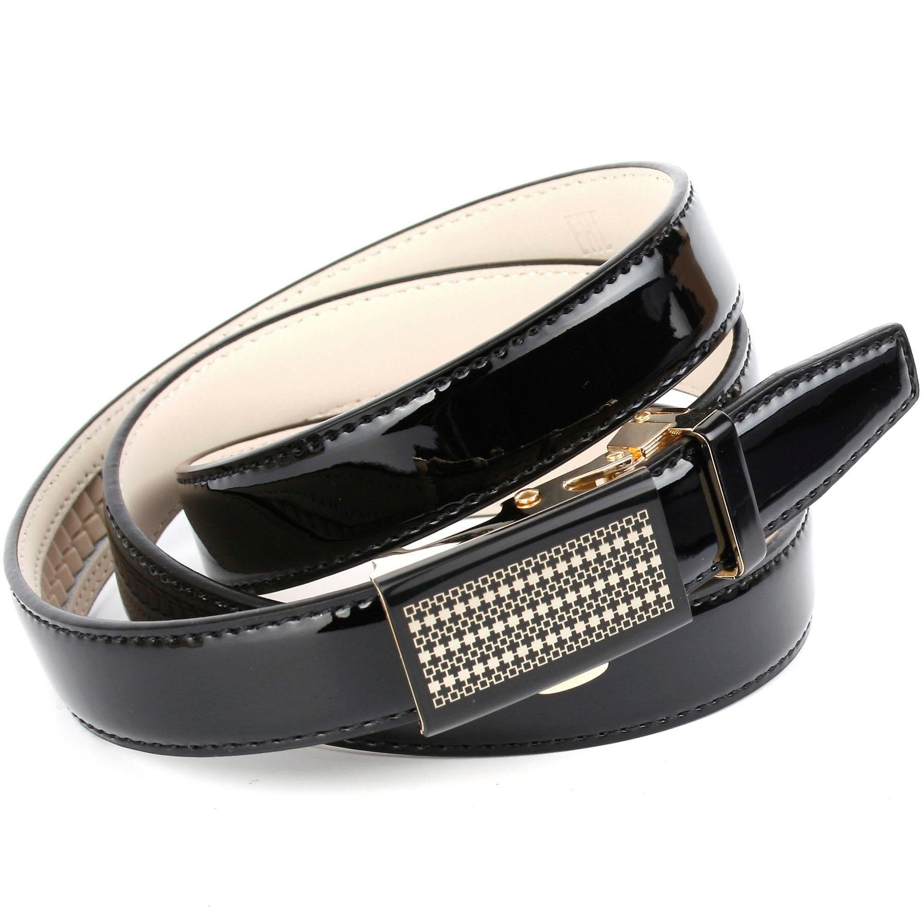 Image of Anthoni Crown Ledergürtel, Schmaler Business-Lackledergürtel, Glasschliesse bei Ackermann Versand Schweiz