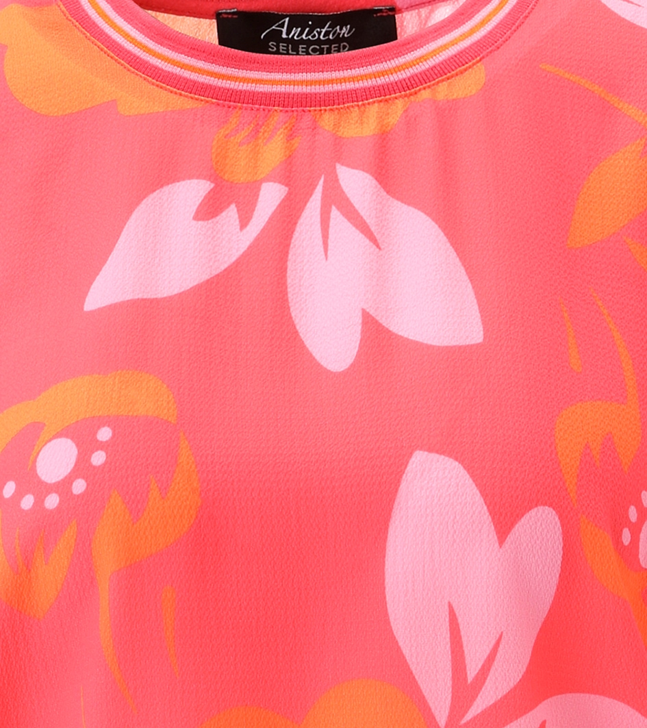 Aniston SELECTED Shirtbluse mit gestreiften Bündchen und floralem Druck - NEUE KOLLEKTION