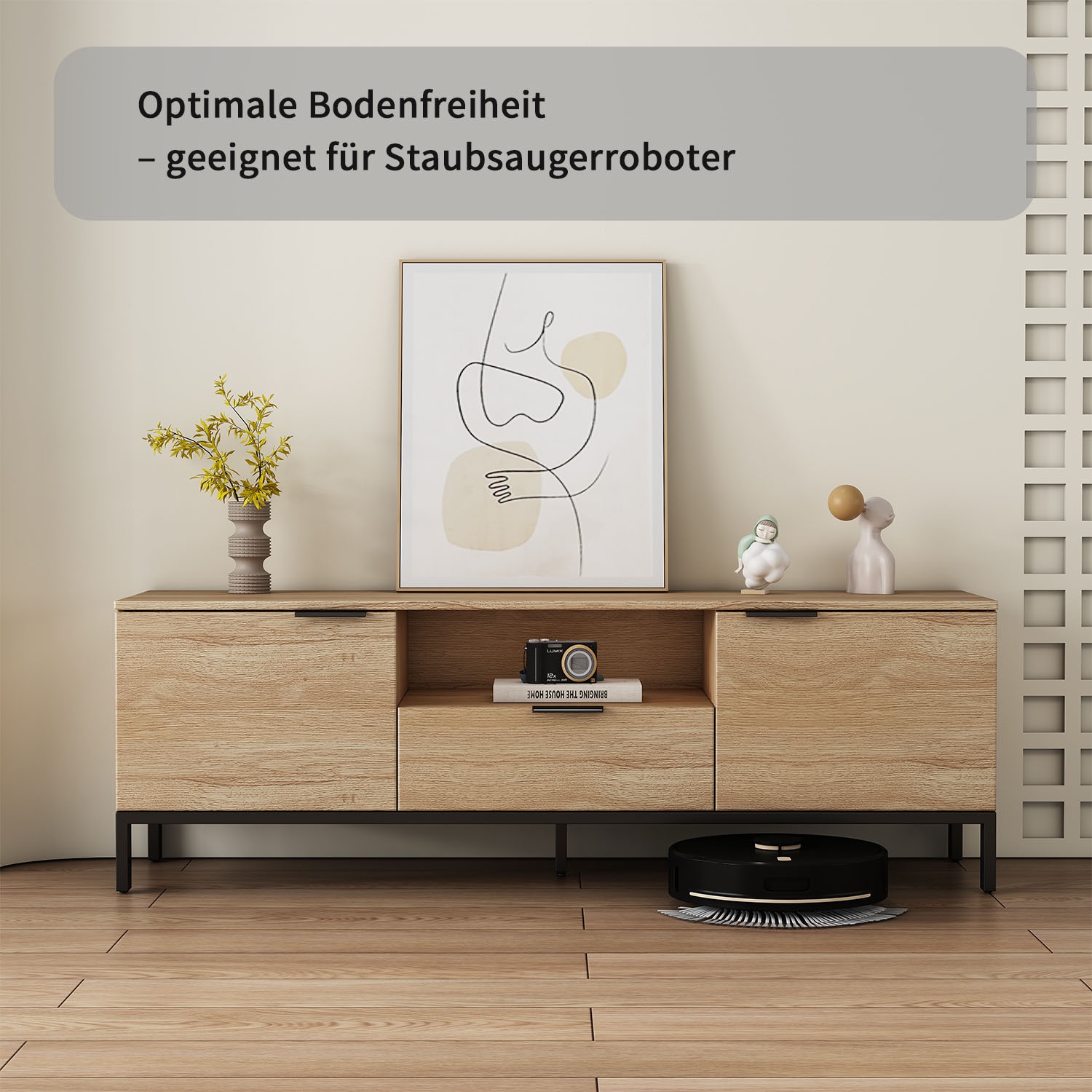 GOODproduct Tableau TV »Jorinde« Melaminoberfläche, flexibler Stauraum und robustes Metallgestell