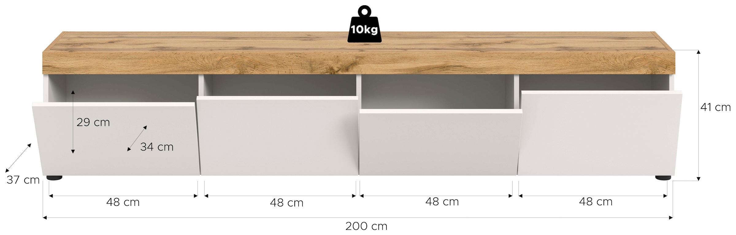 GOODproduct Lowboard »MAMBO, TOPSELLER!, Breite 200cm, 4 Klappen, stehend oder hängend« 2 farbige Ausführung, in verschiedenen Farben erhältlich, 1 Stk. tlg. Lowboard, TV Unterschrank, Tv-Schrank, Wohnzimmer