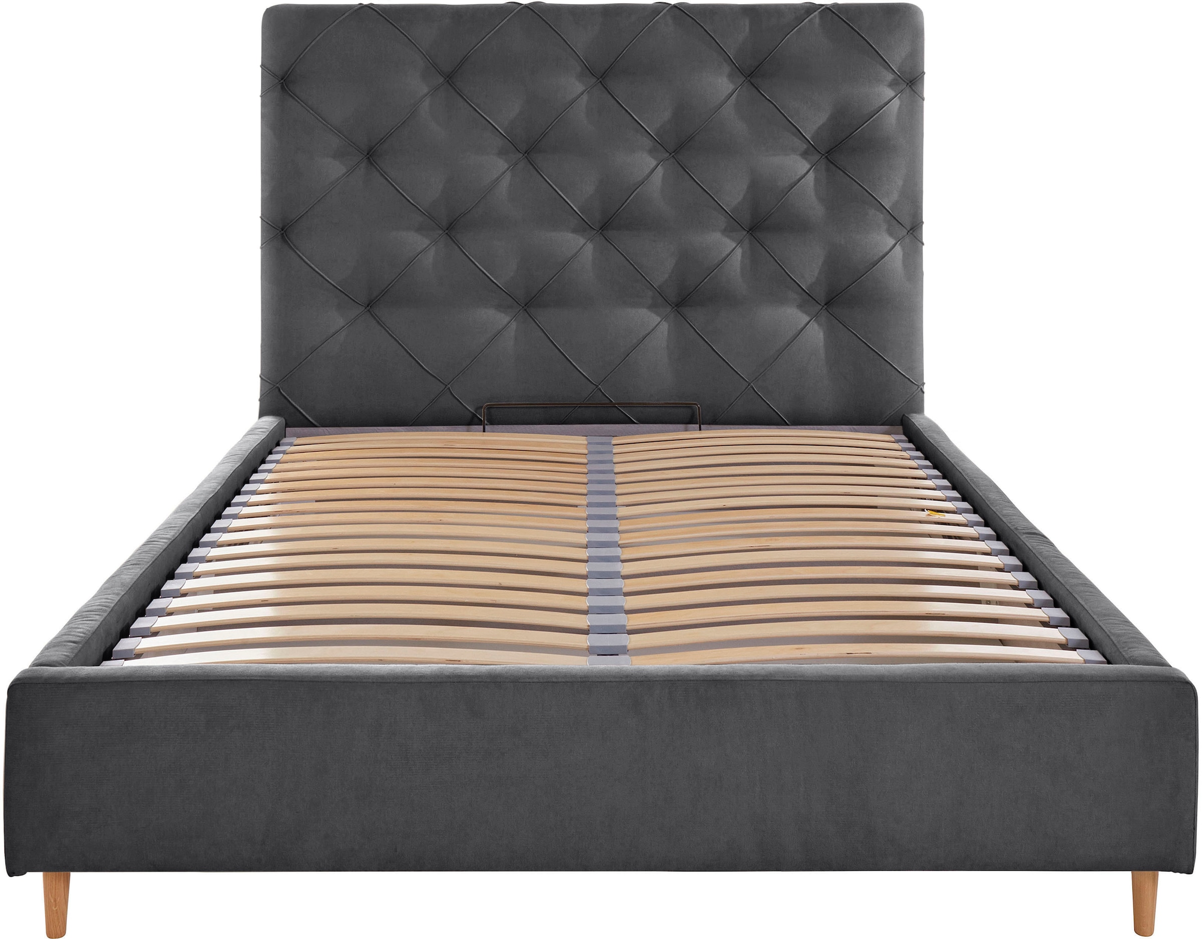 Leonique Lit rembourré »Louanne« mit schöner Knopfheftung im Rückenteil, inkl. Bettkasten