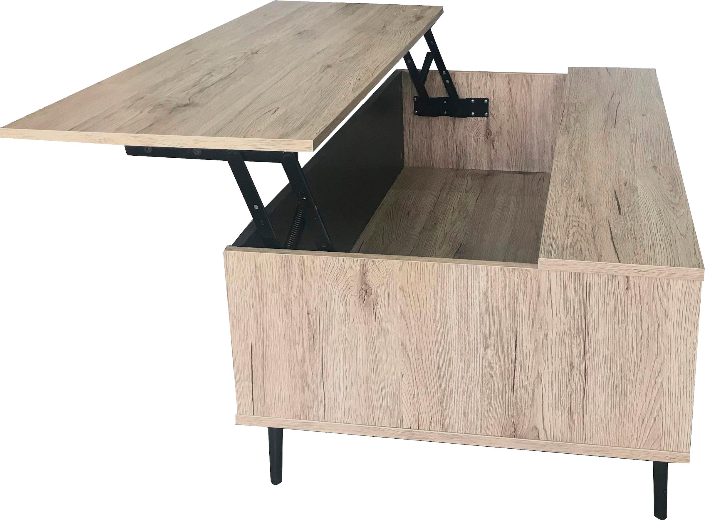 SIT Couchtisch »Mértola im Scandi-Stil mit 2 offenen Fächern und Ausziehplatte« Höhenverstellbare Deckplatte mit ausziehbarer Ablagefläche