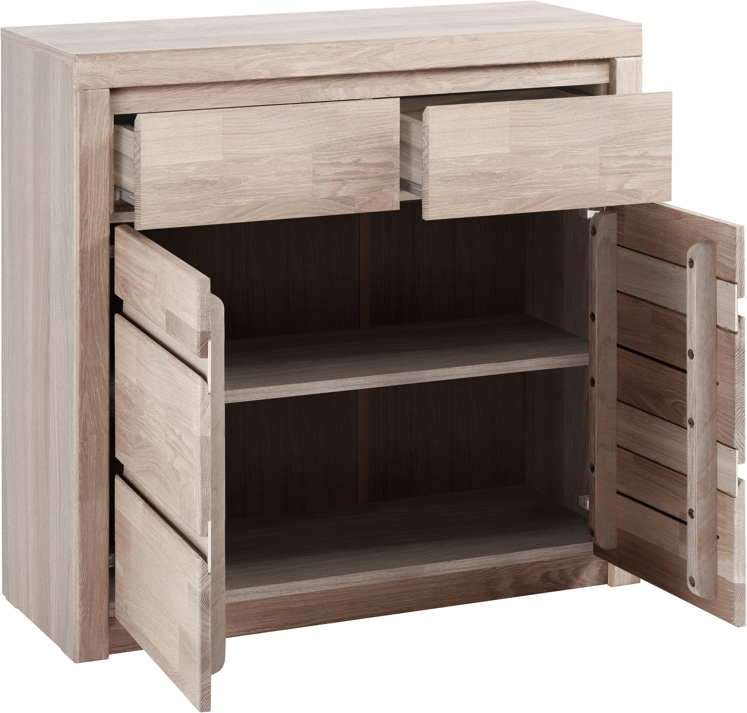 OTTO home Kommode "Silkeborg Fronten & Leisten aus Massivholz, Kospus aus Melamin" B/T/H: 90/35/85 cm. 2Schubladen & 2geschlossenen Fächern. Stauraum