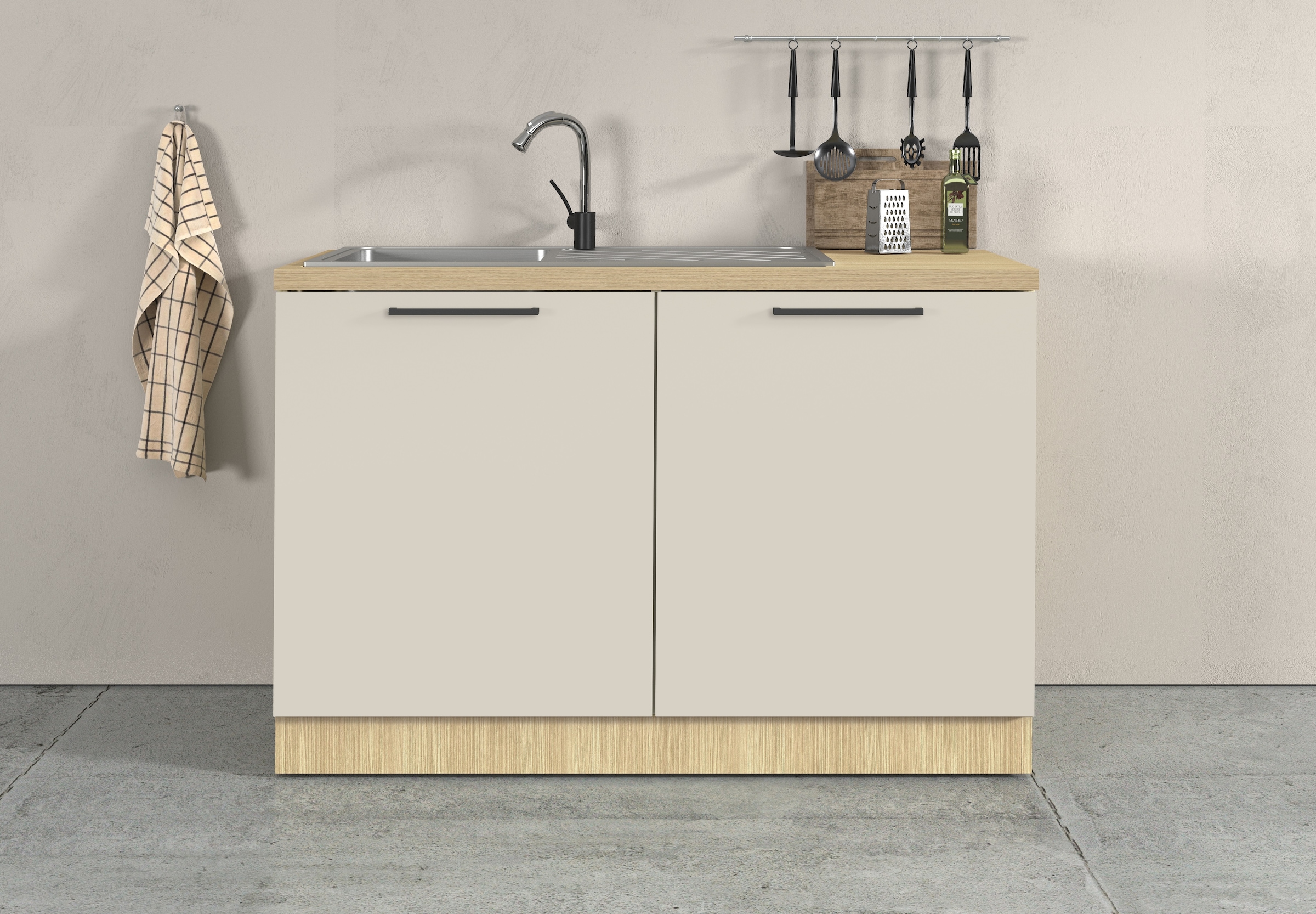KOCHSTATION Meuble évier »Luna, Unterschrank für Spüle, Küchenspülenschrank, Made in  Italy« B/T/H: 120×60×85 cm, inklusive Einbauspüle und Siphon