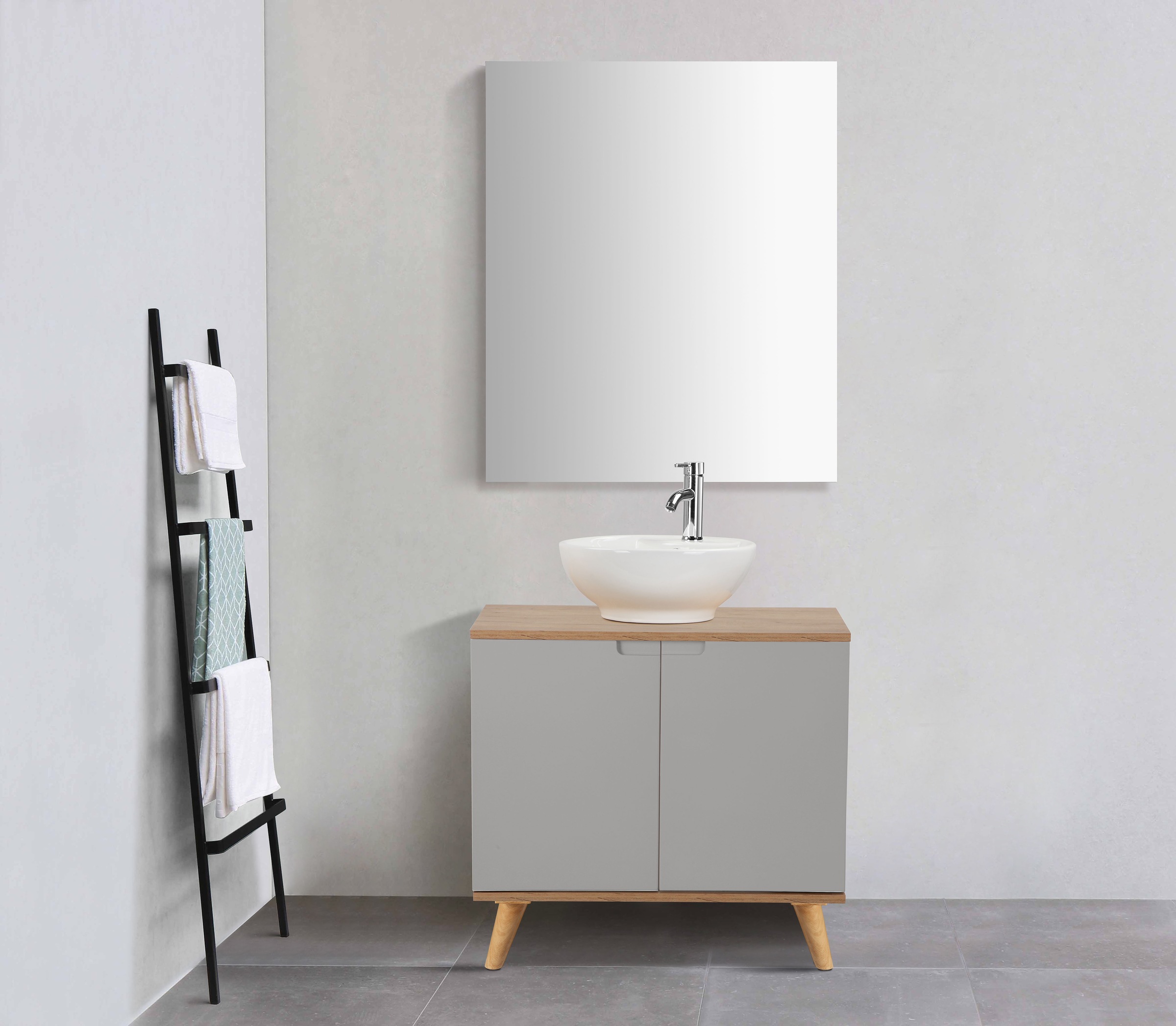 welltime Miroir de salle de bain »Lund Badezimmerspiegel Spiegelschrank ohne LED Beleuchtung« Spiegel Breite 58cm klassisches Design fürs Badezimmer