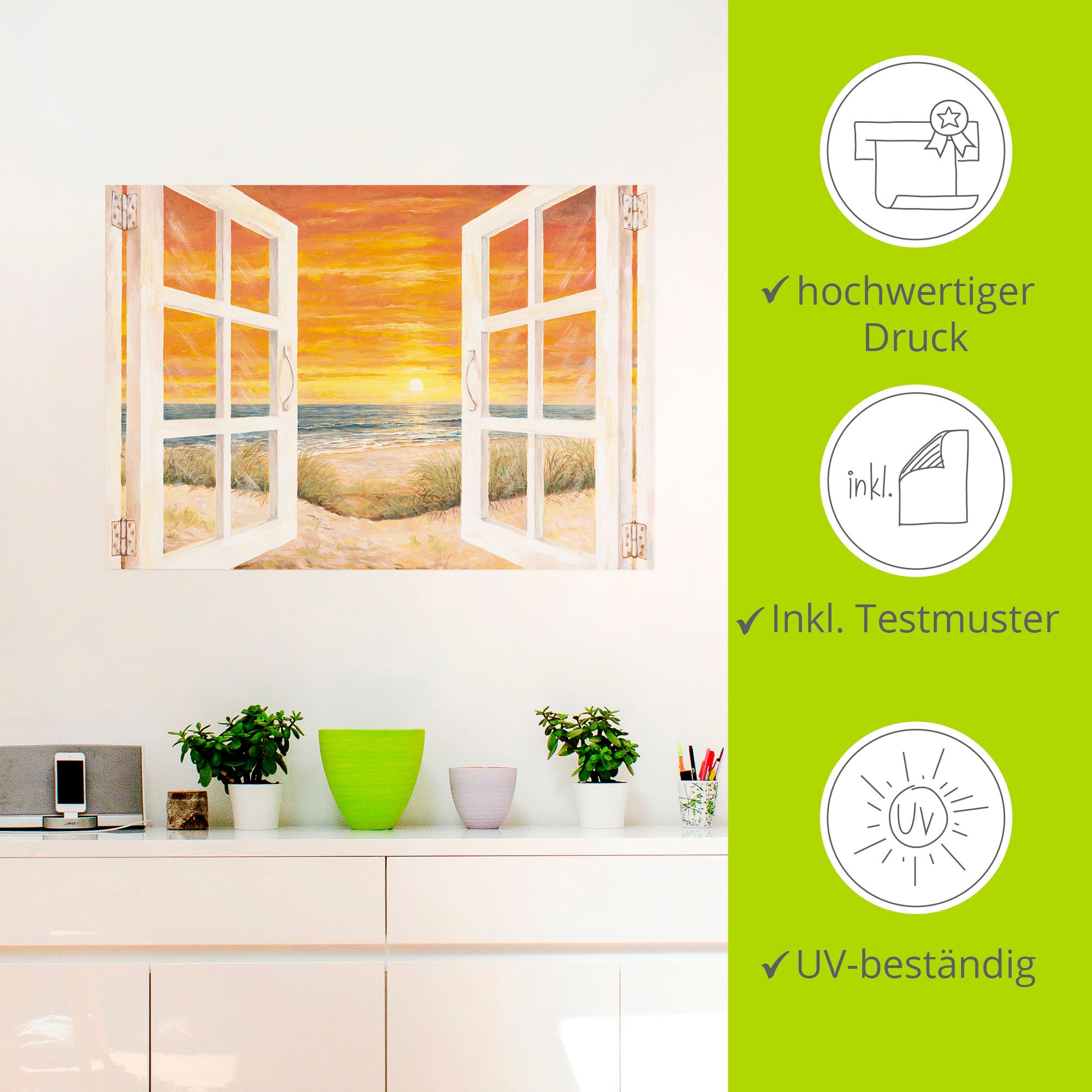 Artland Wandbild »Fenster zum Meer«, Meer Bilder, (1 St.), als Alubild, Outdoorbild, Leinwandbild, Wandaufkleber, versch. Grössen