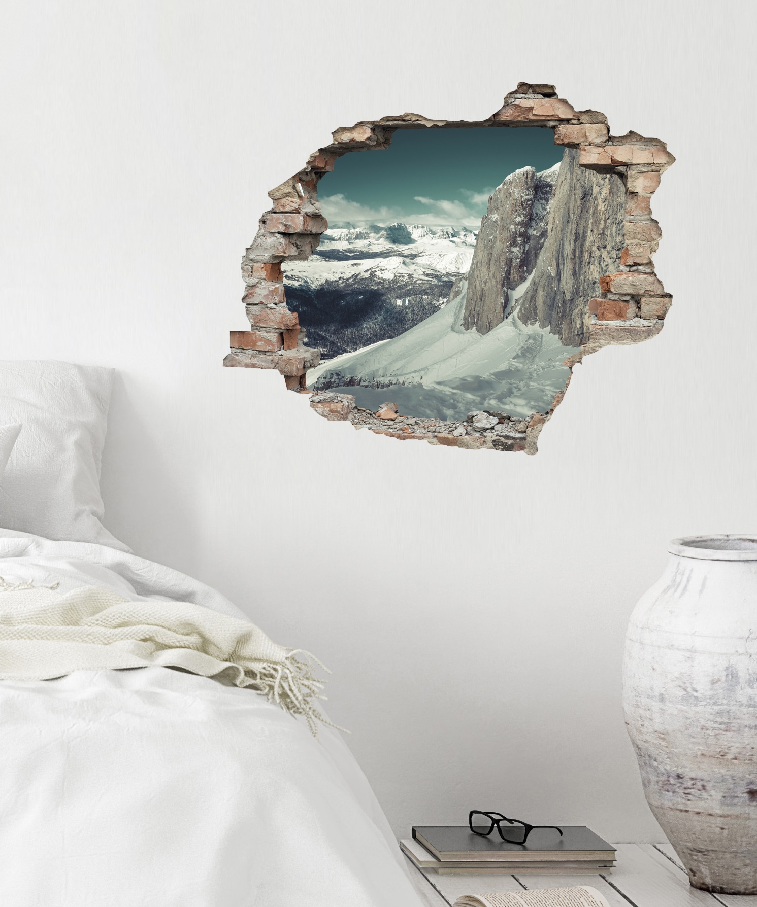 queence Wandtattoo »Berge« Wandsticker, Wandbild, selbstklebend, 3D, Wanddurchbruch