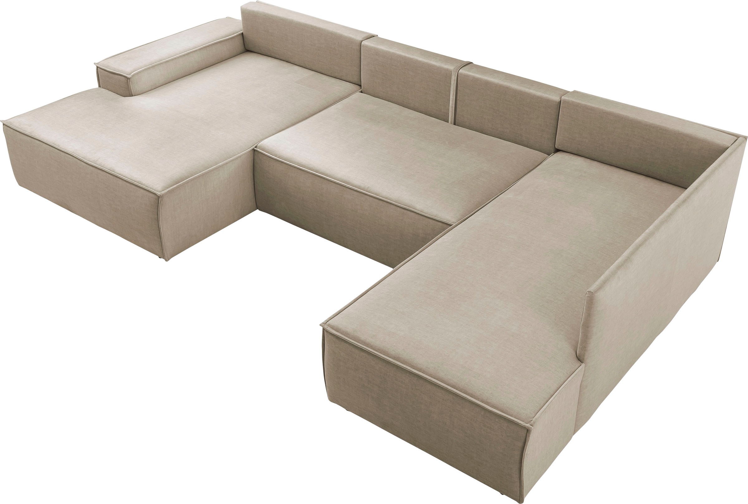 Home affaire Wohnlandschaft »SHERWOOD 329 cm, U-Form, Schlafsofa,«, Schlaffunktion m. Bettkasten (194x139 cm), Cord, Vintage, Samtvelours