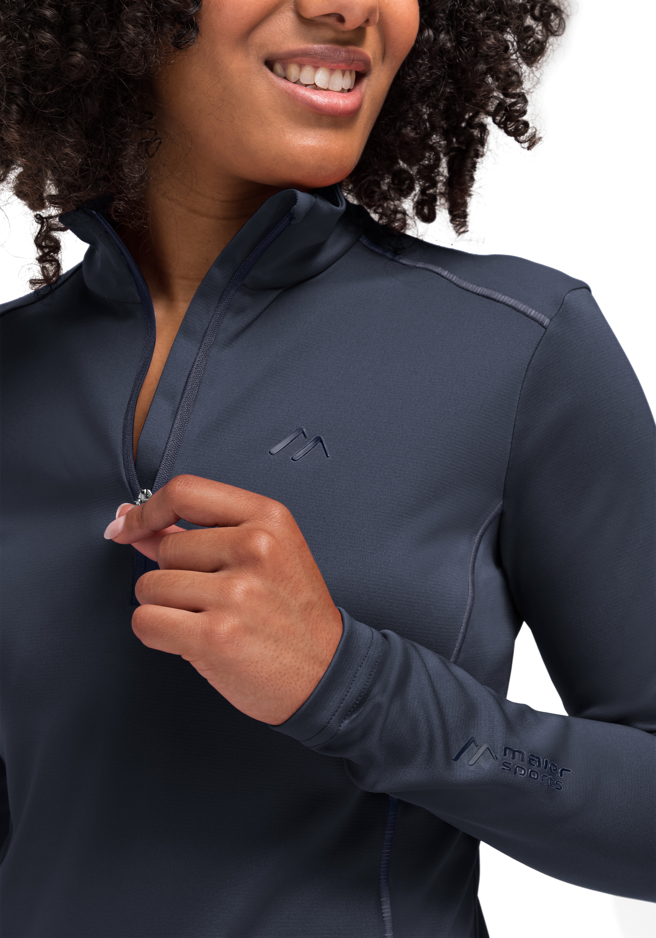 Maier Sports Fleecepullover »Jenna Rec« Damen Midlayer, elastisches und pflegeleichtes Half-Zip Fleece