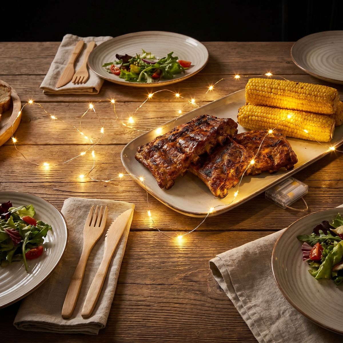 Ambiente Haus Lampe de table extérieure LED »LED-Lichterkette« 1 cuis blanc chaud