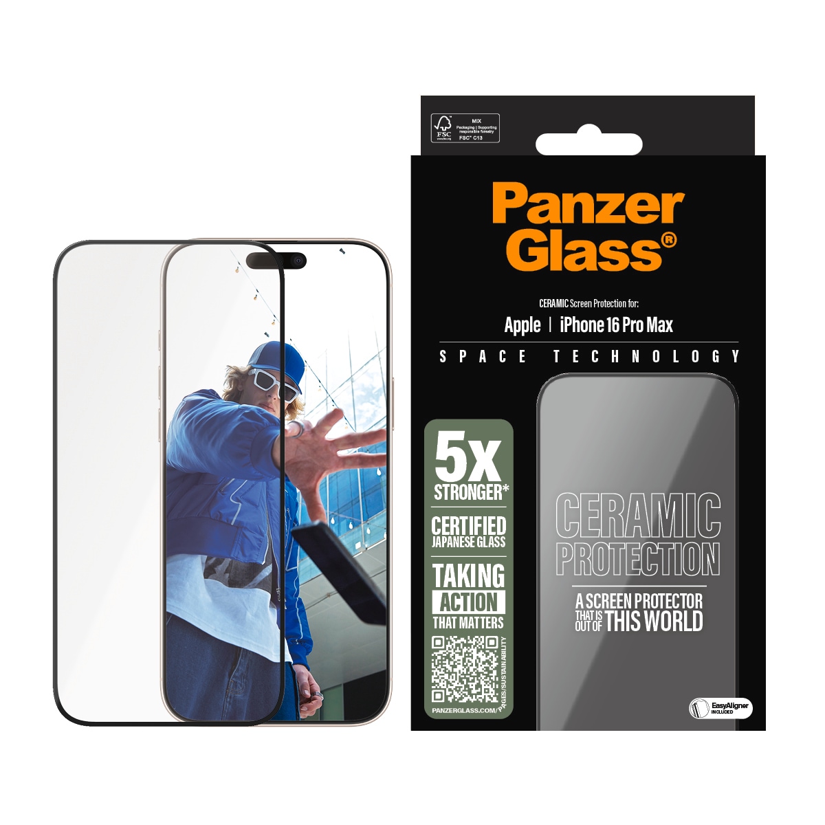 Image of PanzerGlass Displayschutzglas "Ceramic Screen Protection" für Apple iPhone 16 Pro Max Displayschutzfolie, Schutzfolie, Bildschirmschutz, kratz- & stossfest