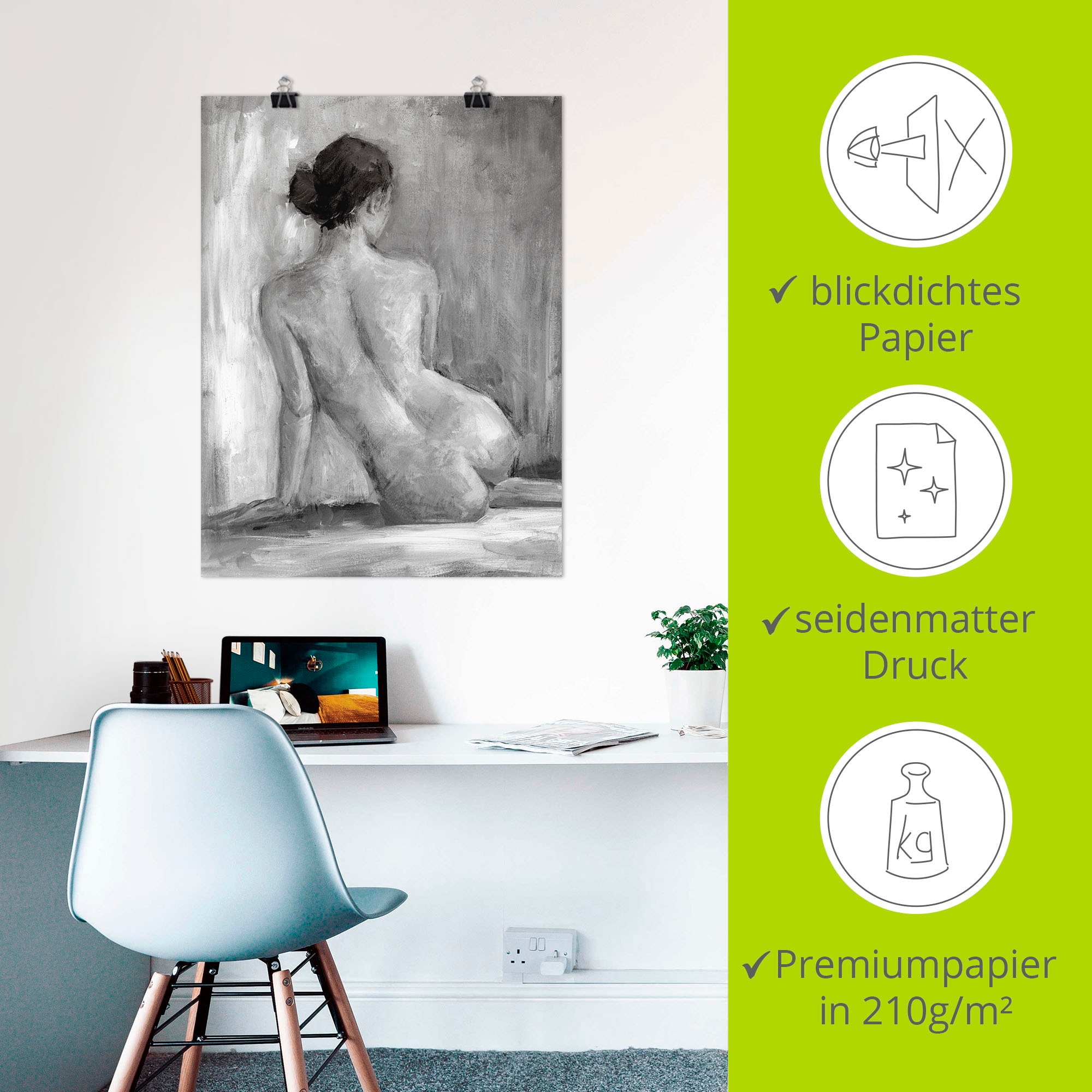 Artland Wandbild »Figur in schwarz & weiss I« Frau 1 Stk. tlg. als Alubild, Leinwandbild, Poster in verschied. Grössen