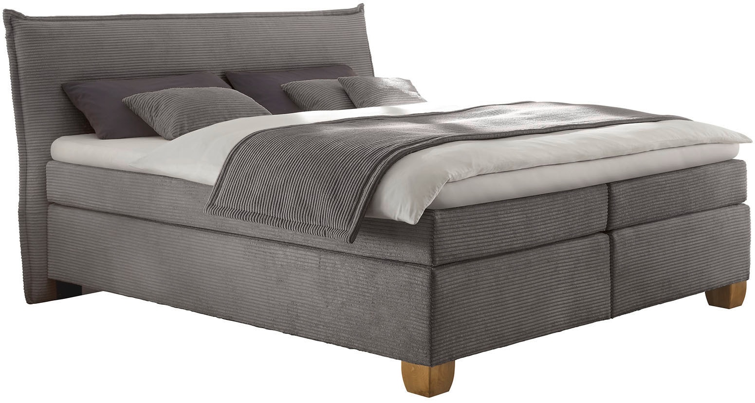 hapo Boxspringbett »Hana, in verschiedenen Breiten und Härtegraden erhältlich« Bett mit samtartigem Stoff bezogen, inkl. Topper