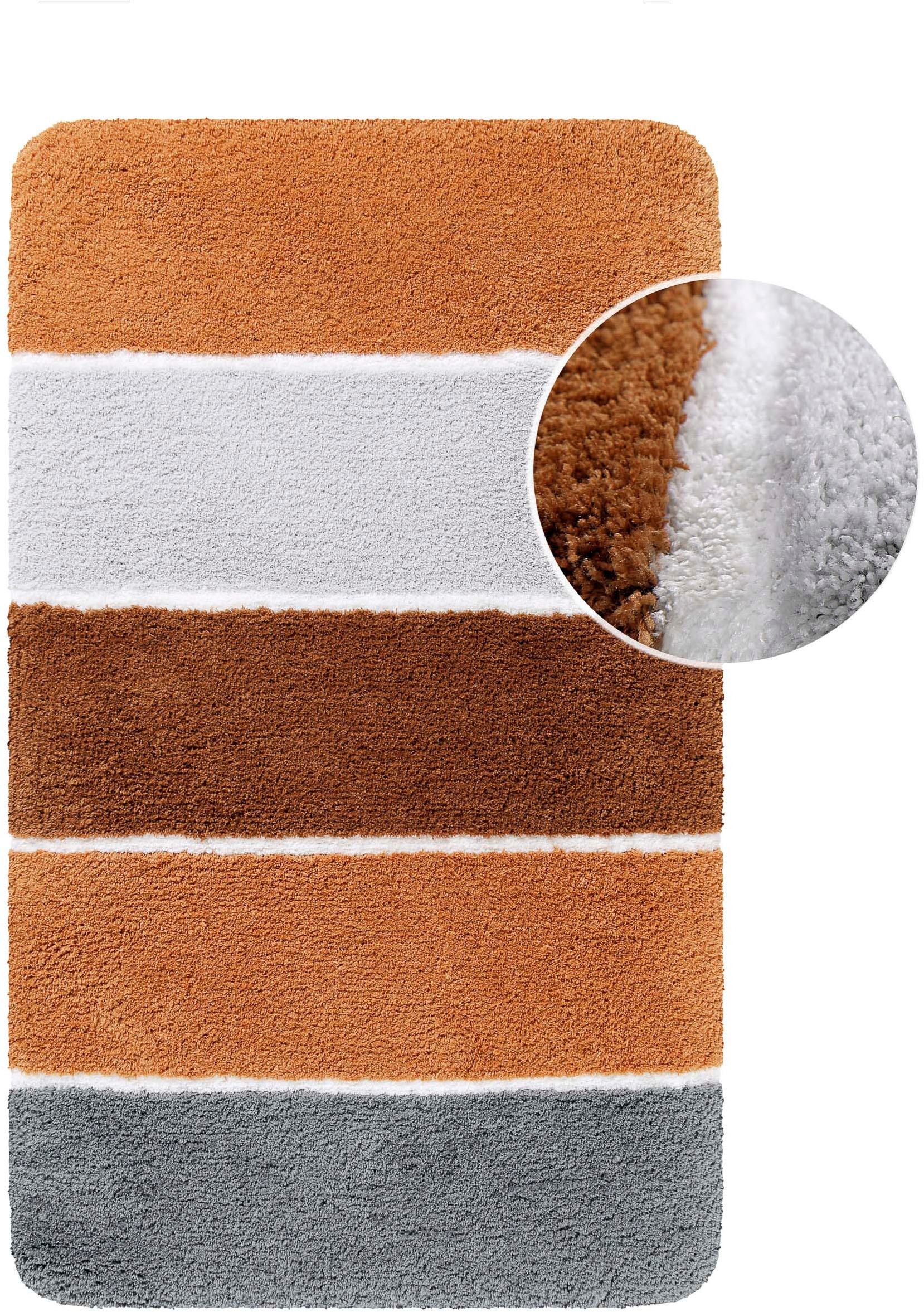 Homie Living Badematte "Rio Marina" Höhe 30 mm rutschhemmend beschichtet fußbodenheizungsgeeignet  schnell trocknend flauschiger Badteppich, modern gestreift, waschbar, Badezimmerteppich