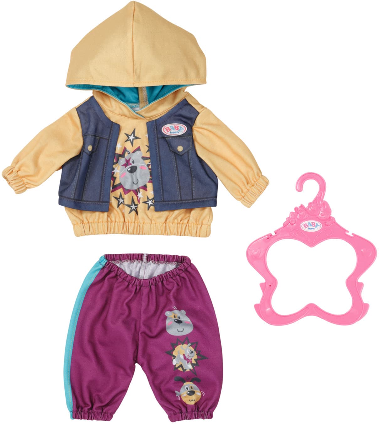 Puppenkleidung »Outfit mit Hoody, 43 cm«, mit Kleiderbügel