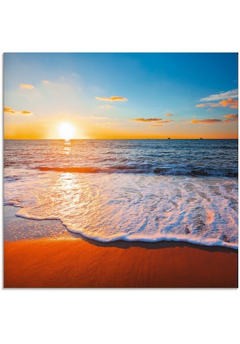 Glasbild »Sonnenuntergang und das Meer«, Strand, (1 St.)