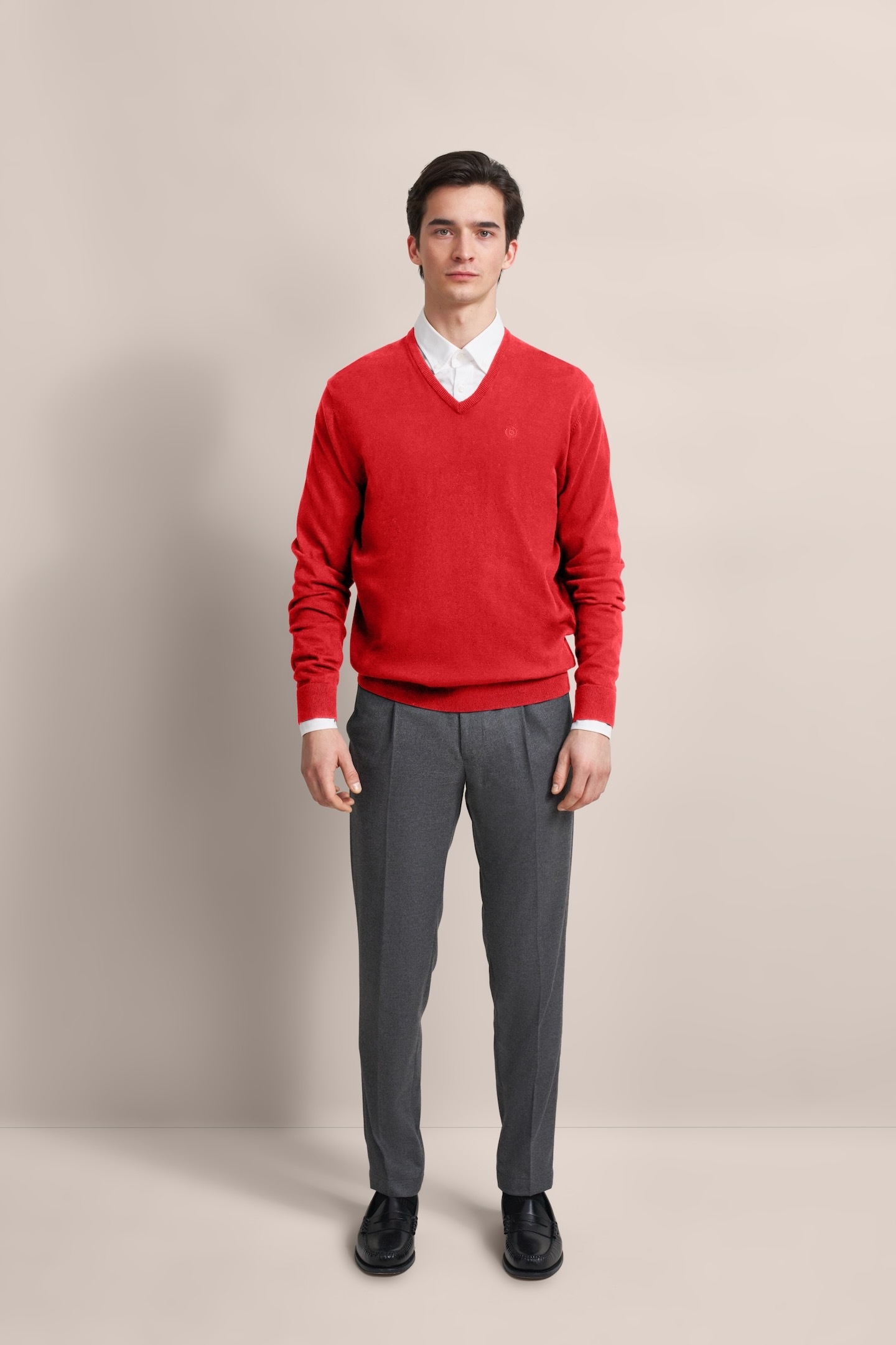 bugatti Pull col V »Basic Essential« aus reine Baumwolle