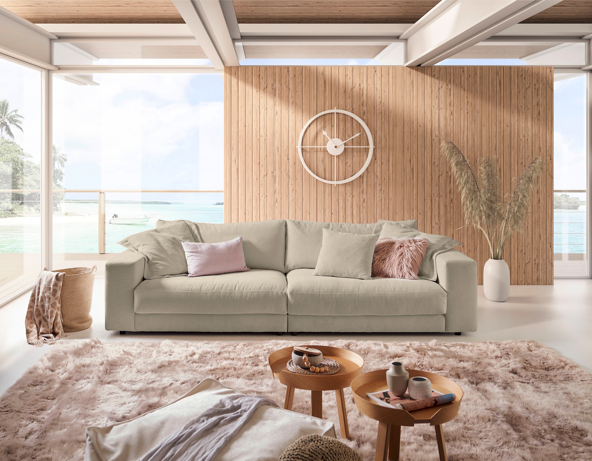 Home affaire Big-Sofa »Enisa, bequeme, legere Polsterung  B/T/H: 290/127/85 cm, Mega Sofa« Zeitloses und stylisches Loungemöbel, in Fein- und Breitcord