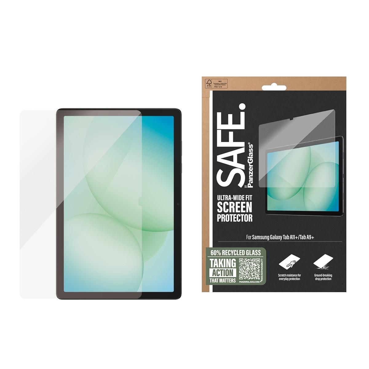 Image of SAFE by PanzerGlass Displayschutzglas "Ultra-Wide Fit Screen Protector" für Samsung Galaxy Tab A11+;Samsung Galaxy Tab A9+ Displayschutzfolie, Schutzfolie, Bildschirmschutz, kratz- & stossfest