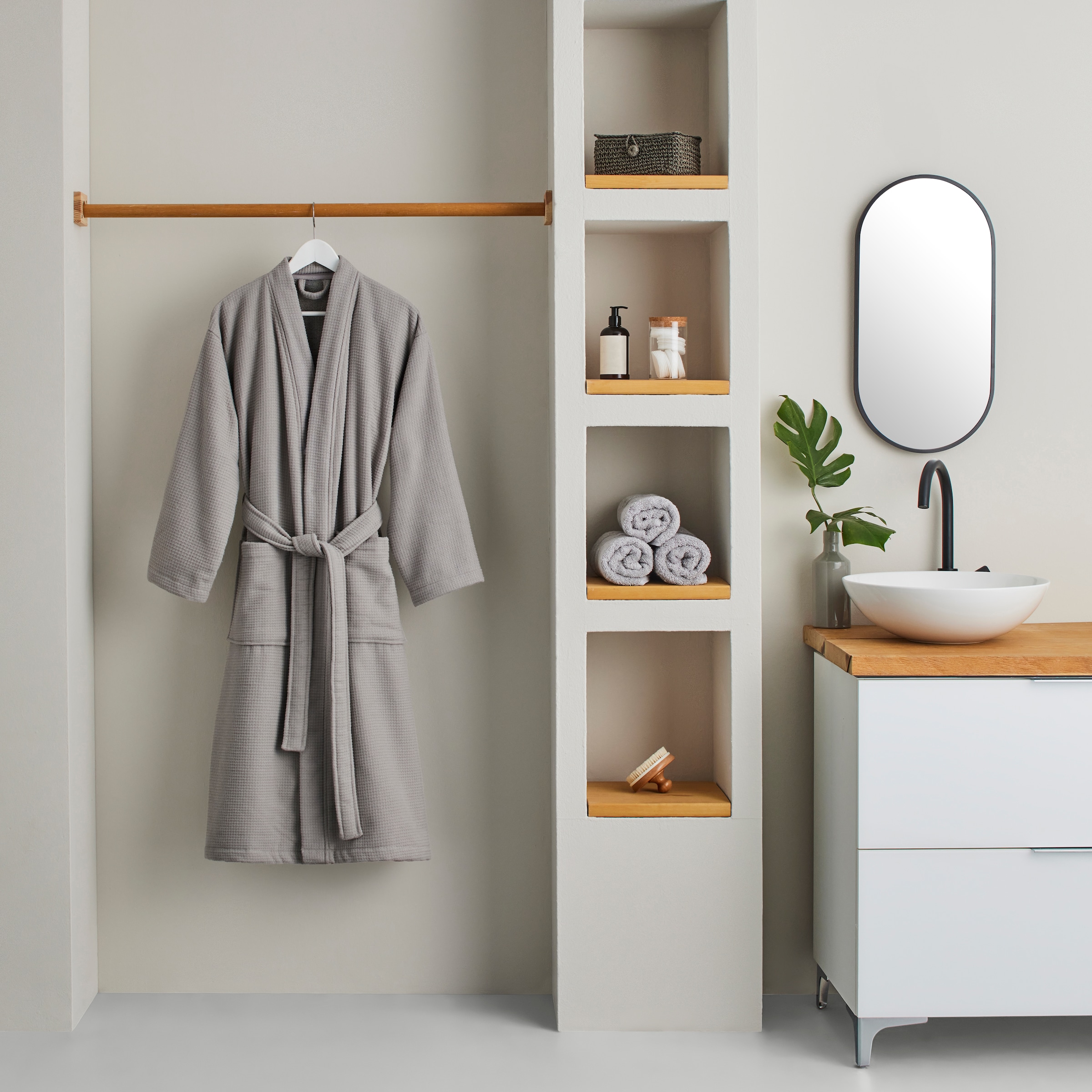 my home Unisex-Bademantel »Merida, Waffelpiqué, Premium Qualität, 500 g/m², Morgenmantel«, (1 St.), Hotelbademantel, dicke Qualität, S-2XL, auch ideal für Sauna & Spa