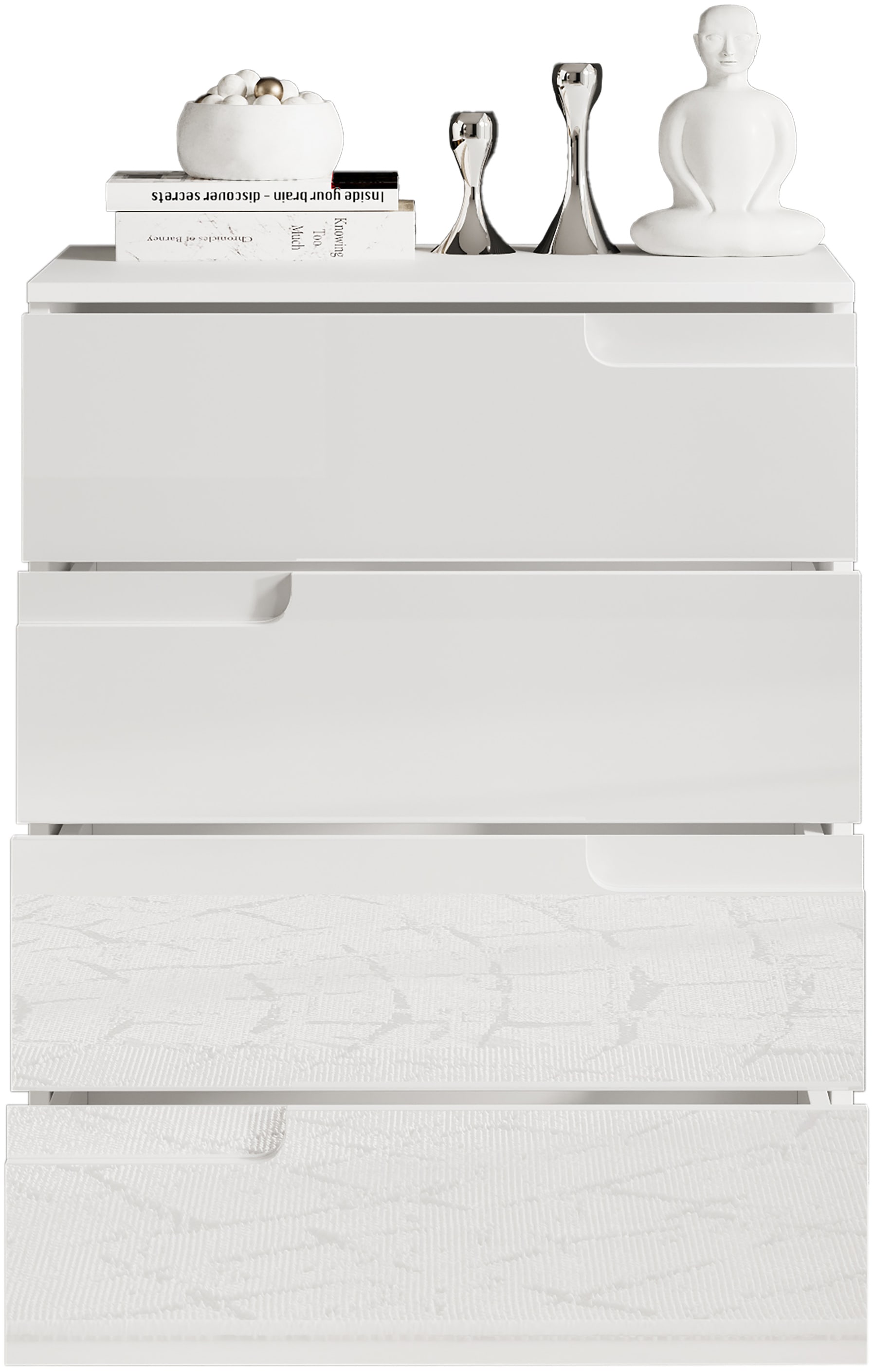 HBZ Kommode »Spice weiss hochglanz, BxHxT 65x80x40 cm«, Kommode mit 4 Schubkästen