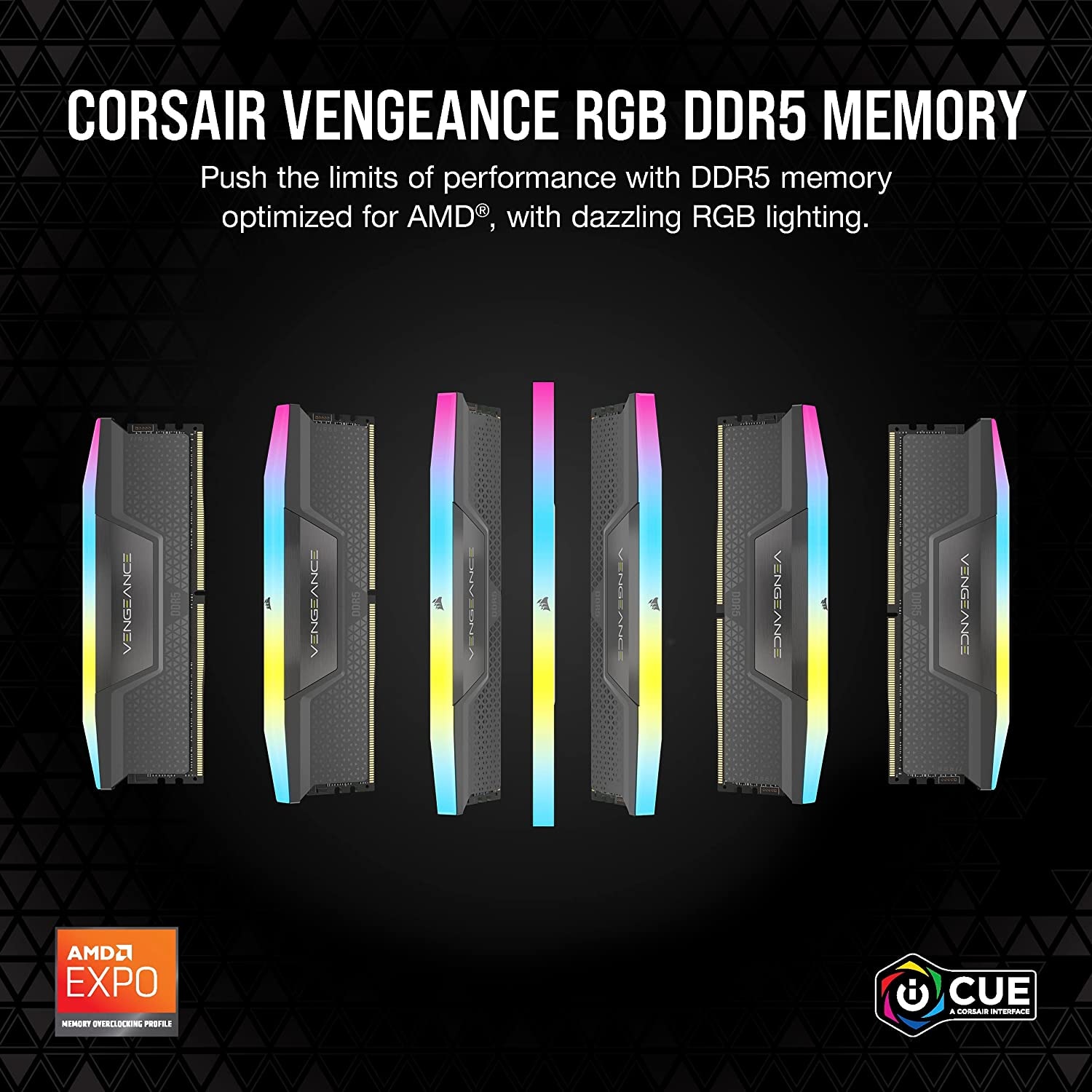 Corsair Arbeitsspeicher »VENGEANCE RBG DDR5 6000 32GB (2x16GB)«, optimiert für AMD-Mainboards, RGB
