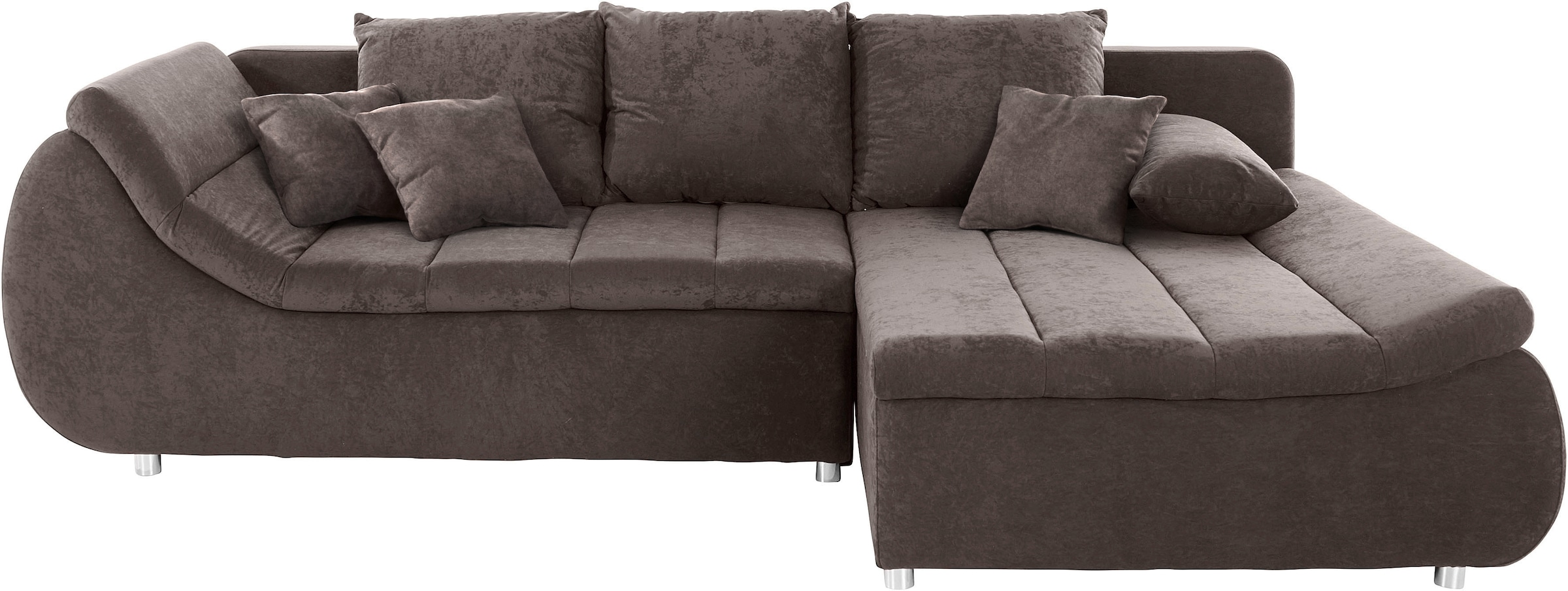 INOSIGN Ecksofa »Imola, elegant und modern, aktuelle Steppung im Sitz, bequem, L-Form«, frei im Raum stellbar, wahlweise mit Bettfunktion und Bettkasten