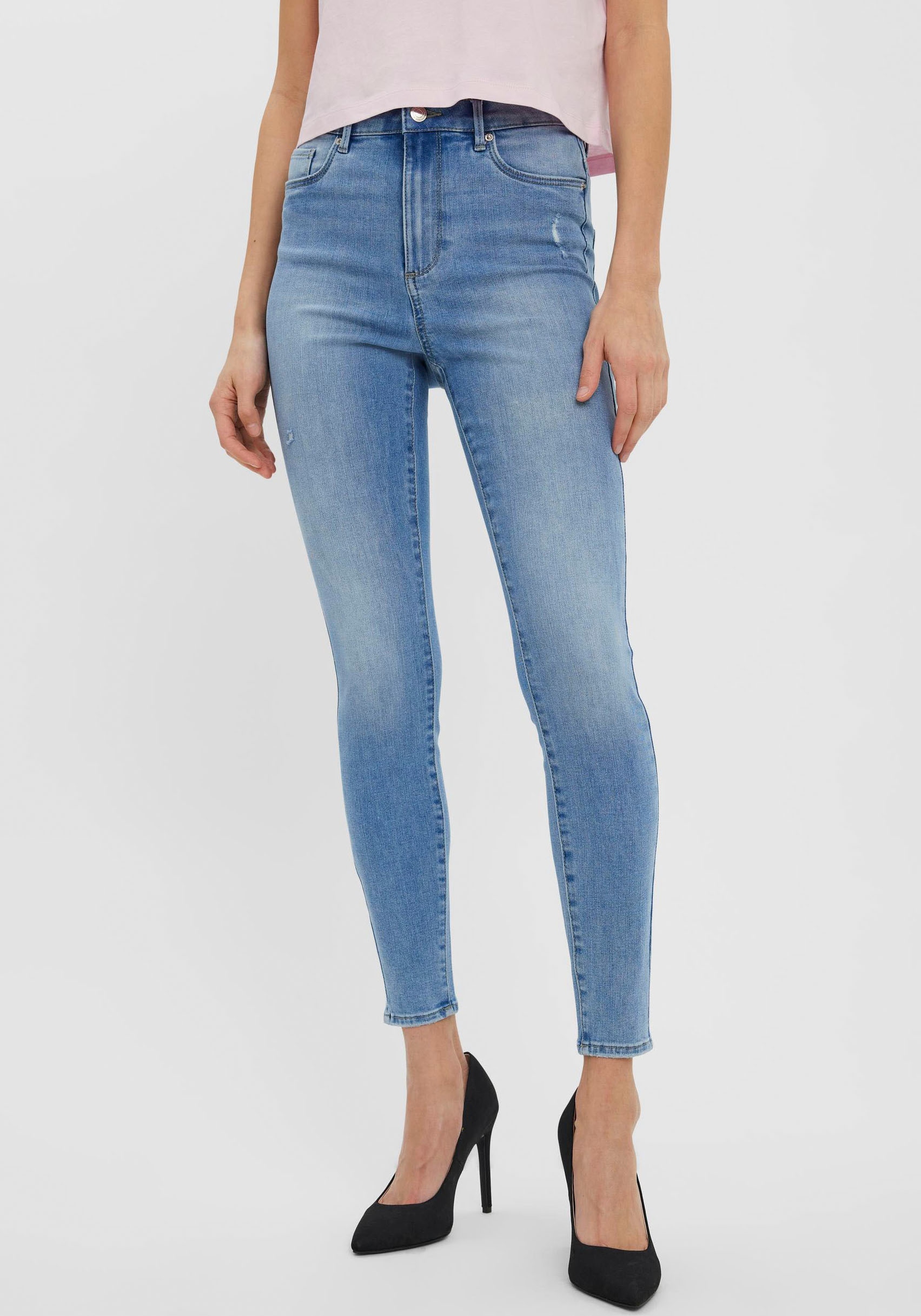 Skinny-fit-Jeans »VMSOPHIA HR SKINNY J GU3109 GA NOOS«, mit Destroyed Effekt