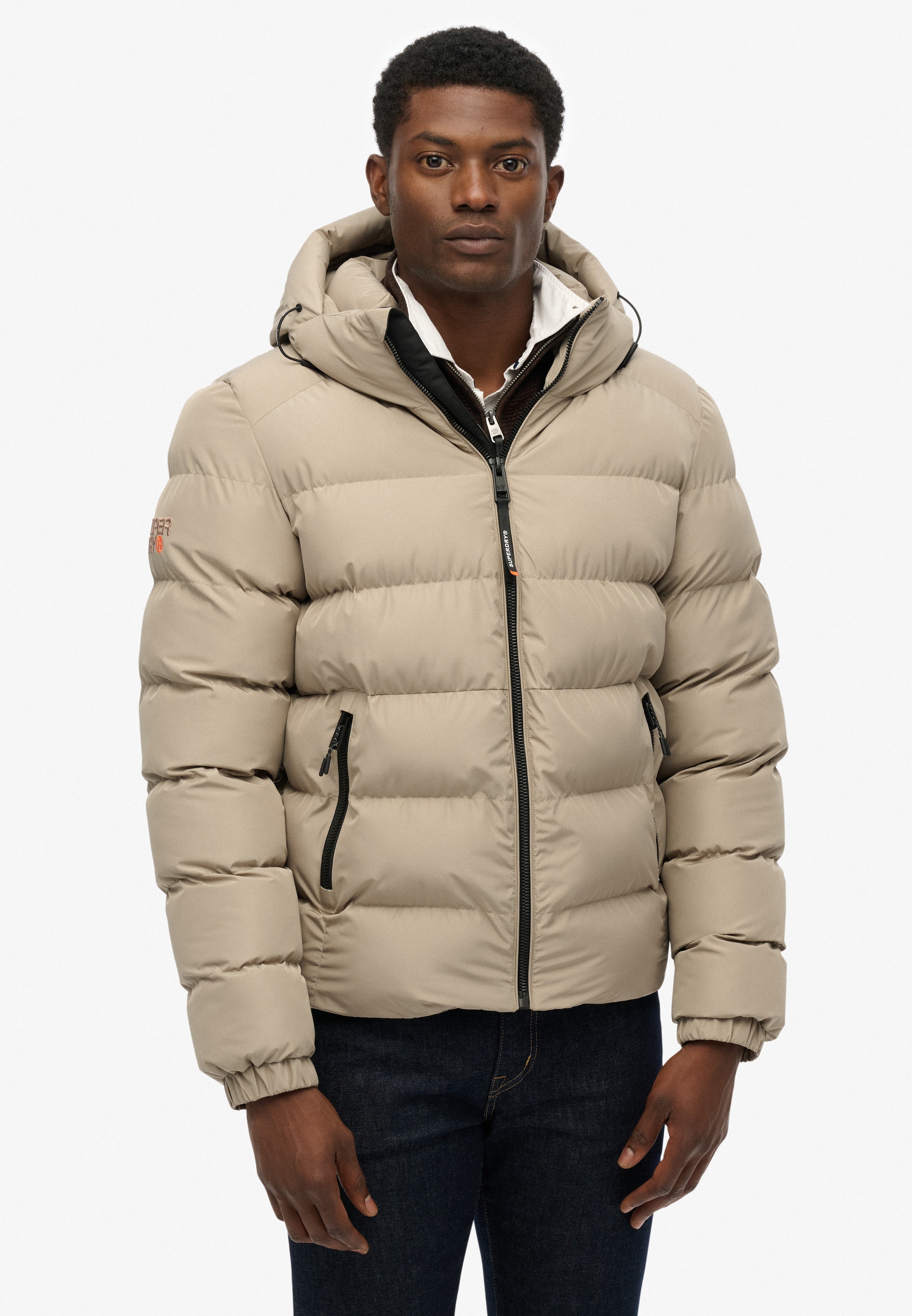 Image of Superdry Steppjacke "HOODED SPORTS PUFFER JACKET" mit Kapuze Kunstfaser, relaxed fit
