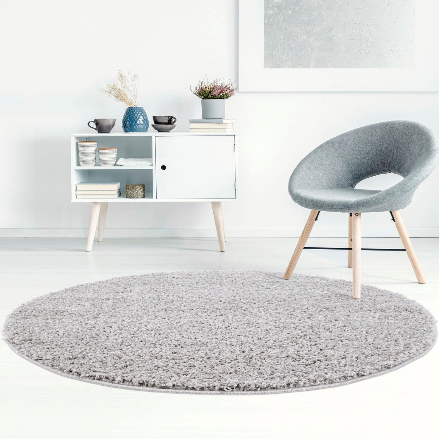 Carpet City Hochflor-Teppich »Shaggi uni 500«, rechteckig, 30 mm Höhe, Shaggy-Teppich, Uni-Farben, Langflor, Weich