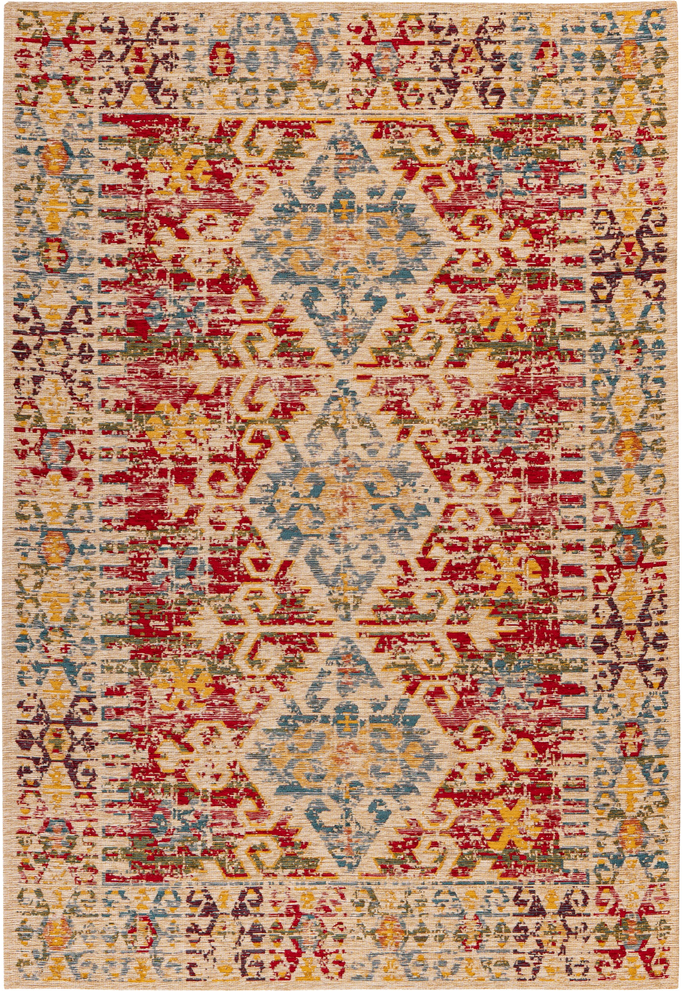 Padiro Teppich »Charme 125«, rechteckig, 5 mm Höhe, Chenille Flachgewebe im Vintage Stil, Wohnzimmer