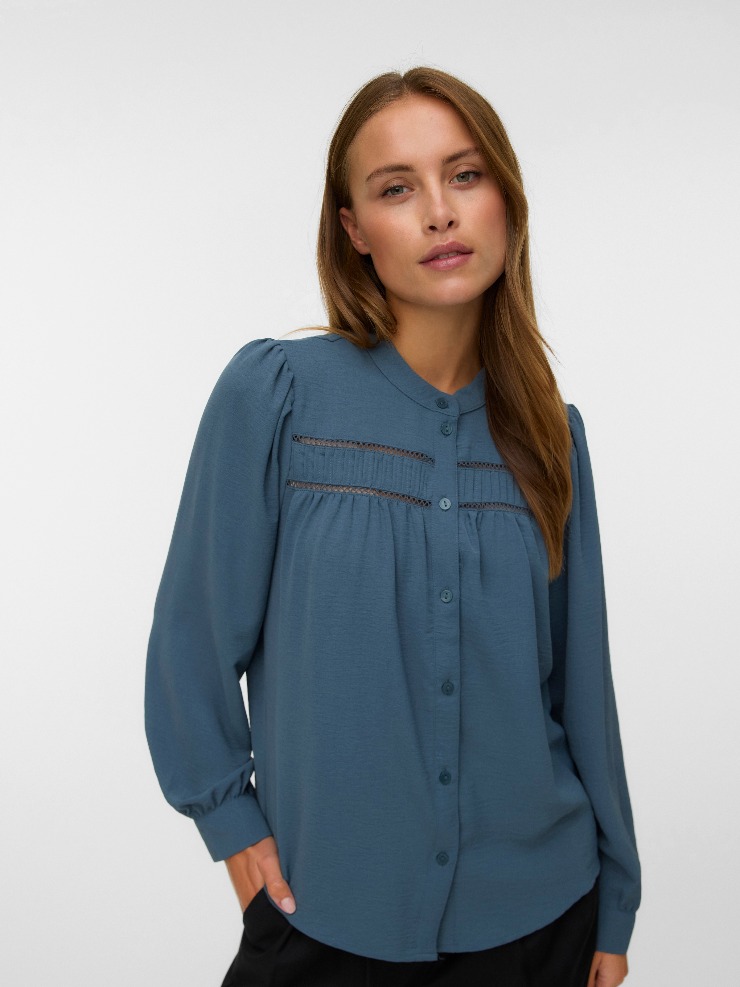 Image of Vero Moda Langarmbluse "VMEMMA LS LACE SHIRT WVN GA NOOS" Polyester, loose fit