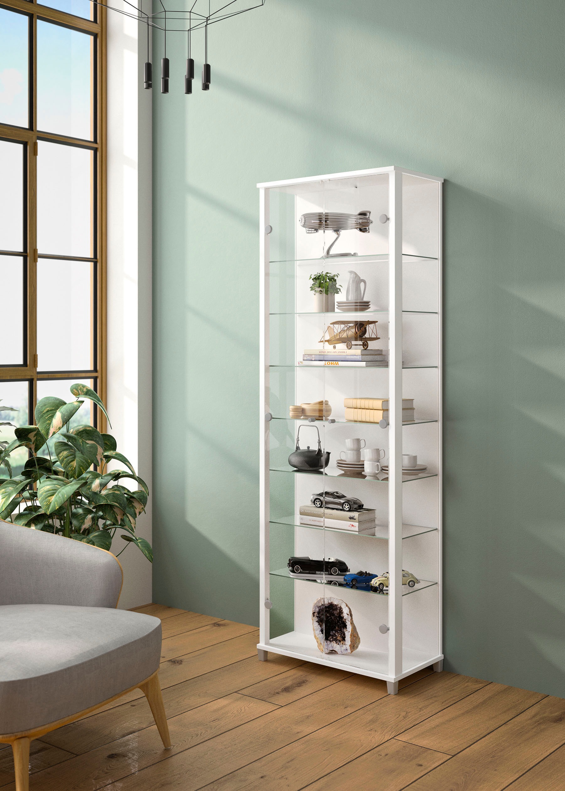 fif möbel Vitrine »Optima« Standvitrine, 2 Glastüren, 7 Böden, vielseitig, perfekt für Sammler