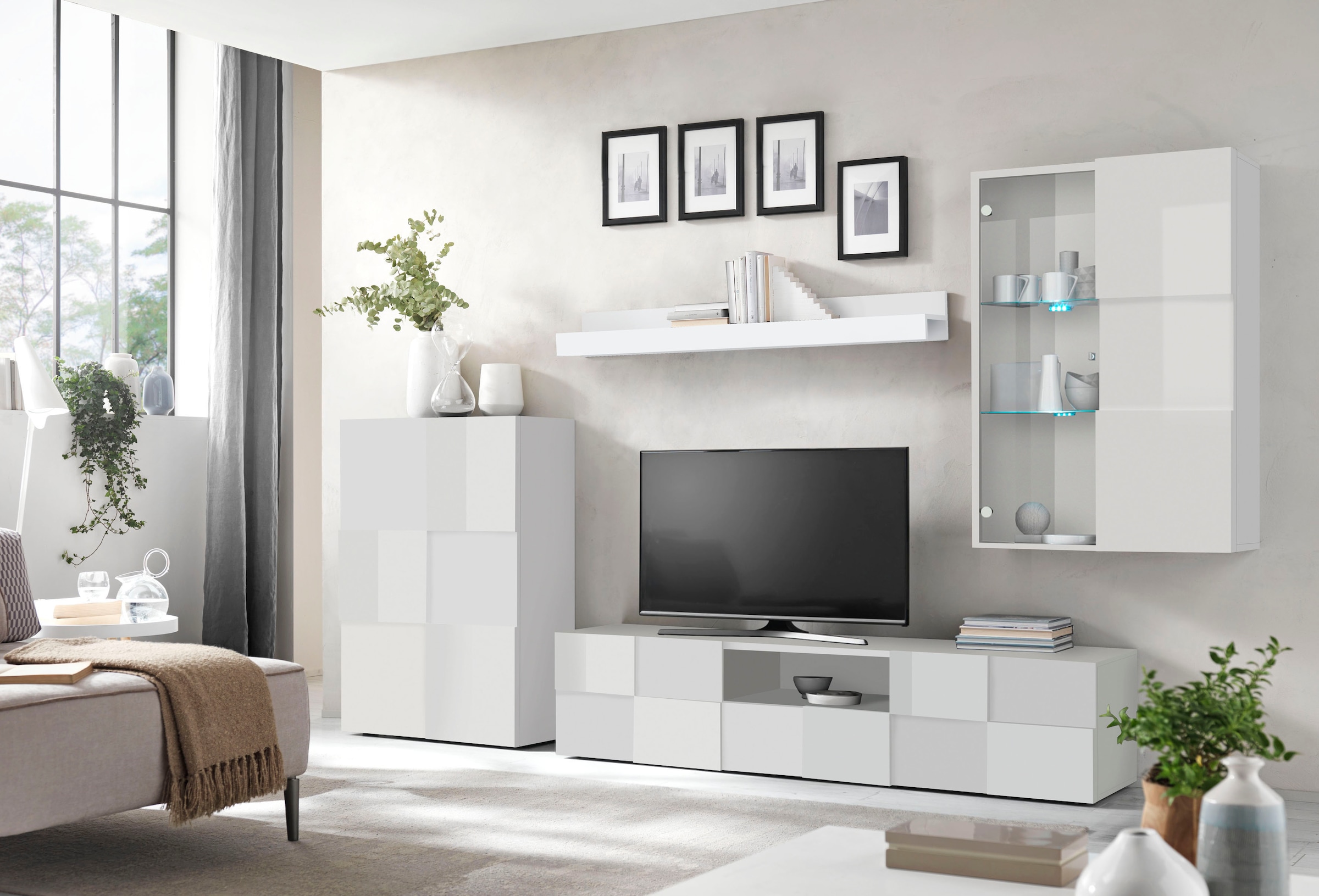 Home affaire Wohnwand »Dama, 4tlg.Breite 300 cm, Höhe 200 cm, moderne Anbauwand in 3D-Optik,« Set, 4 Stk. tlg.