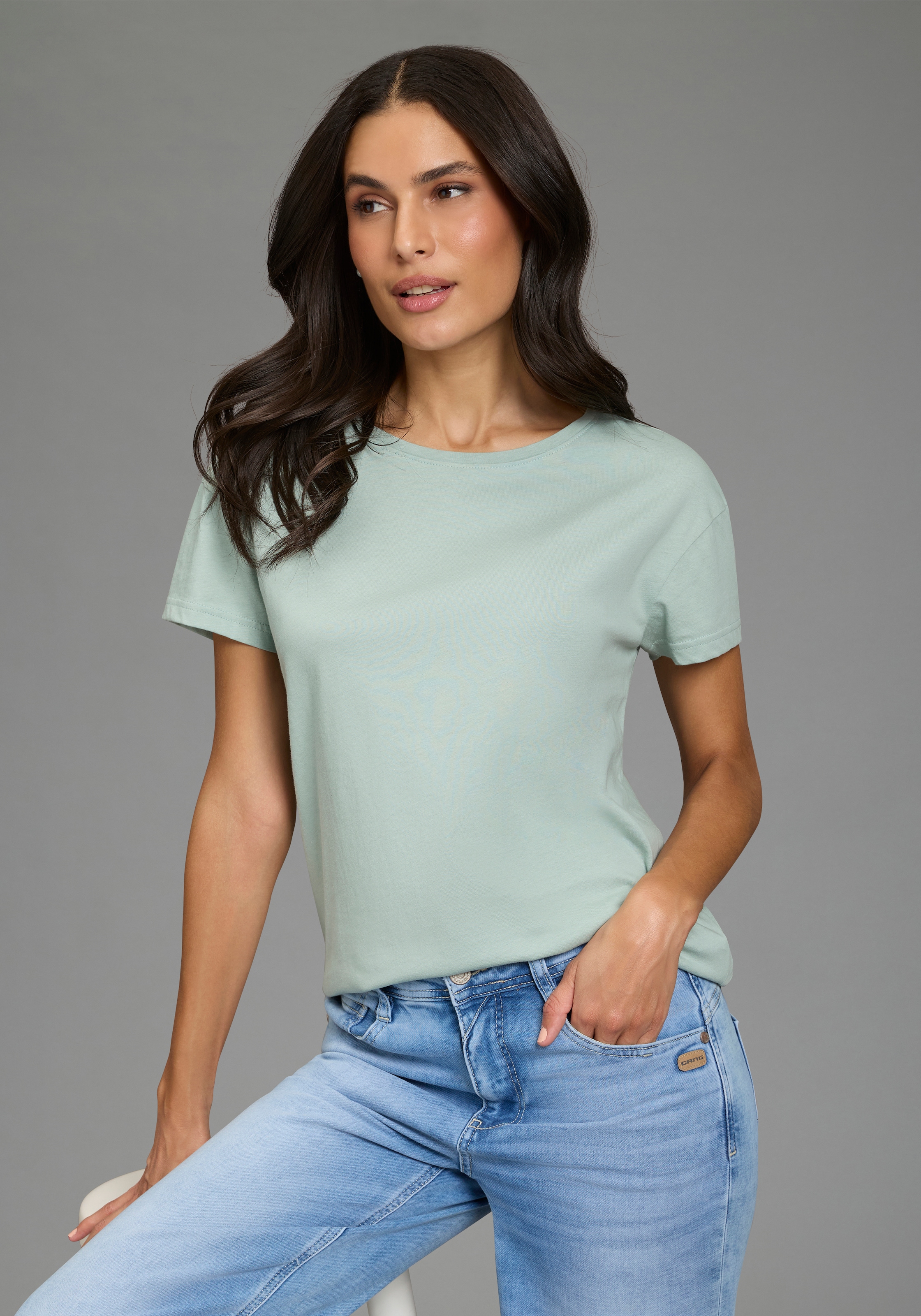 AJC T-shirt Basic-Stil, Oversize-Passform, Rundhalsausschnitt