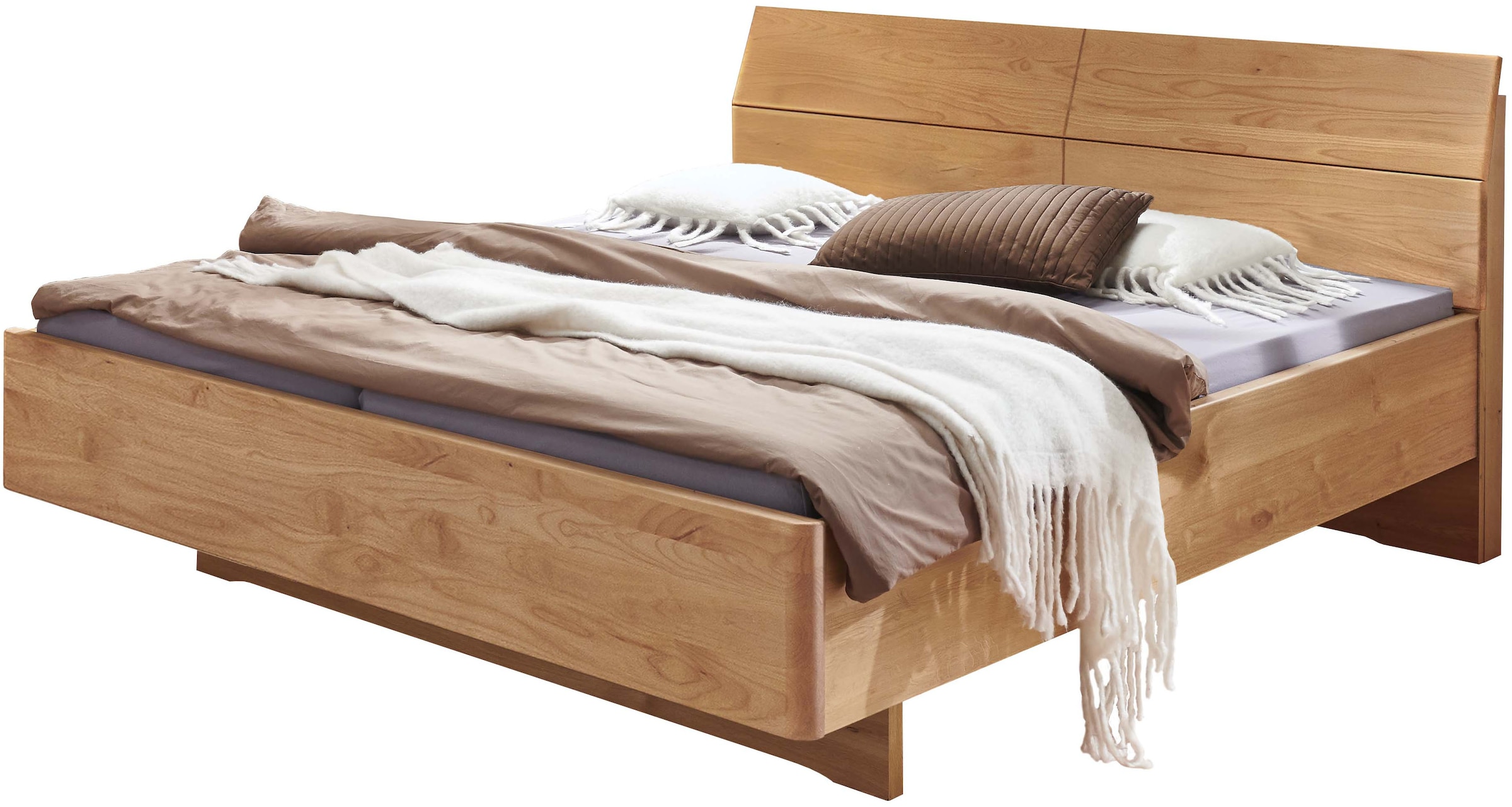 Image of WIEMANN Holzbett "Cardiff, Bettgestell, Bettrahmen, teilmassiv Erle" Belastbarkeit 110/220 Kg, 4-fache höhenverstellbar, MADE IN GERMANY, Kopf- und Fussteil aus Massivholz in Erle, verschiedene Grössen