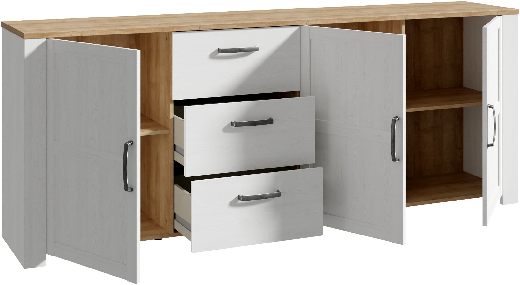 FORTE Buffet »Bohol, grosses Sideboard,Breite 2,20 mtr. Soft-Close, Stauraum« L/H/P 220,8/87/42cm, 3 portes, 3 SK