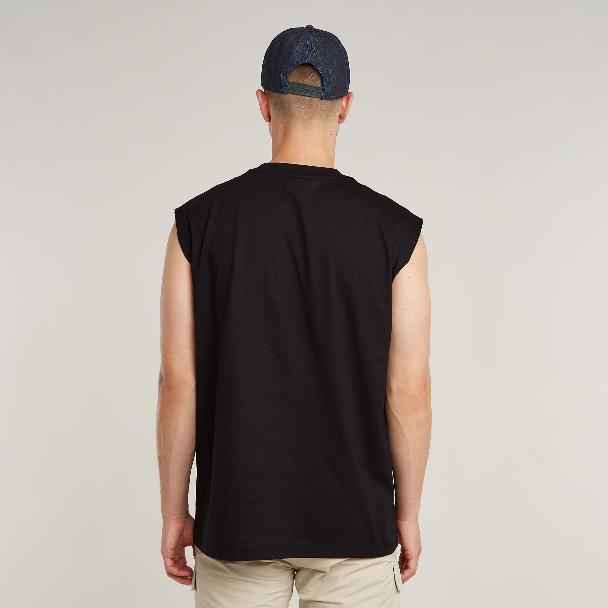 G-STAR Rundhalsshirt »Boxy« ärmellos, Logoschriftzug
