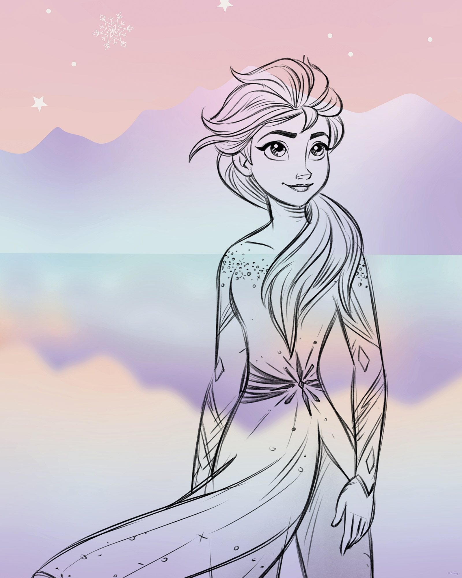 Komar Wandbild »Disney Frozen Pastell Lights« Disney Set, 1 Stk. tlg. 40 x 50 cm (Breite x Höhe) - Kinderzimmer, Dekoration