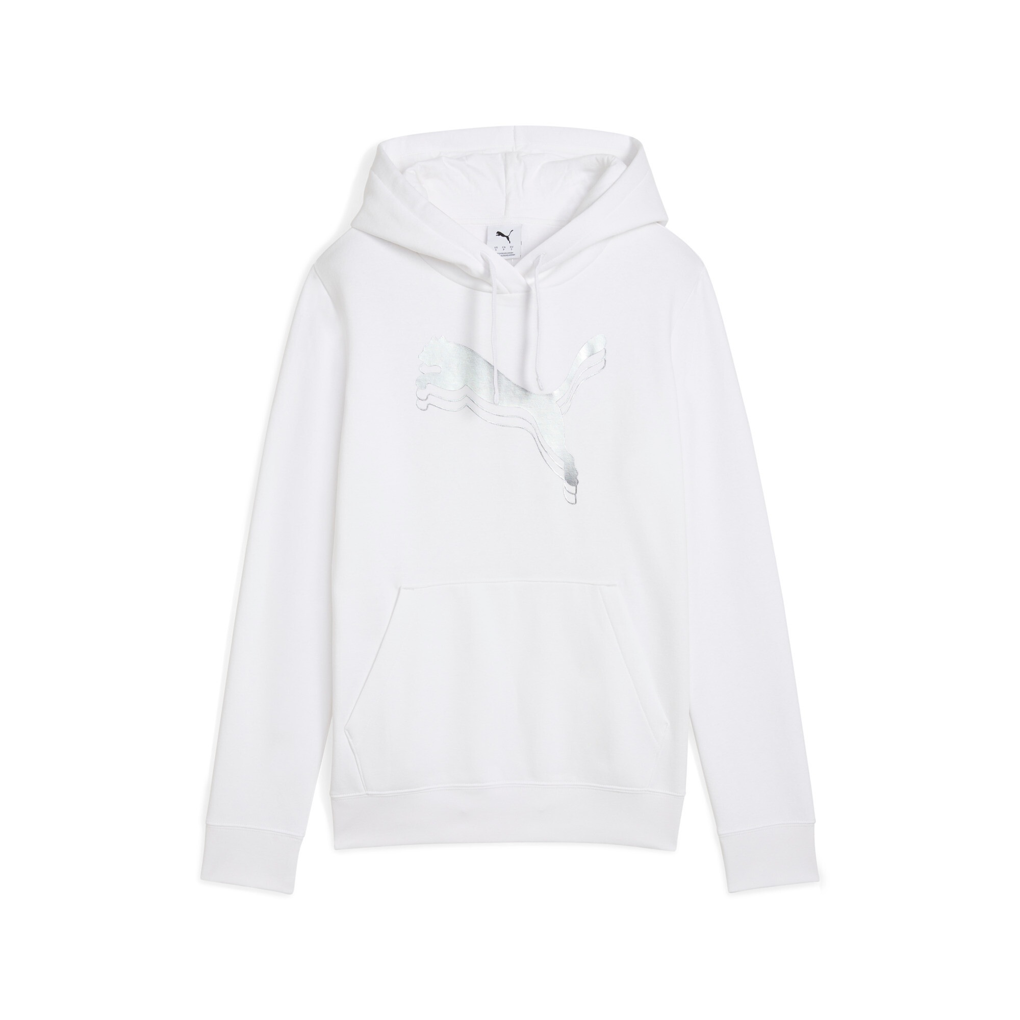 Image of PUMA Kapuzensweatshirt "ESS METALLIC HOODIE FL", mit Logodruck, aus Fleece-Material, mit Kängurutasche
