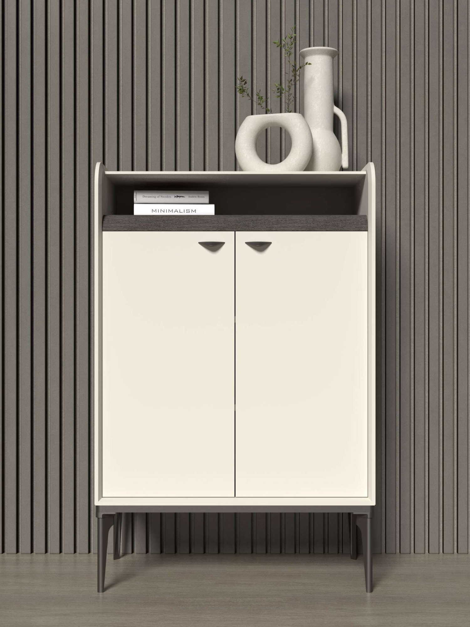 Image of GOODproduct Highboard "Sofy Sideboard, Kommode, Anrichte, Schrank" UV lackiert, Soft Close Funktion, Metallgestell in Anthrazit Dekor