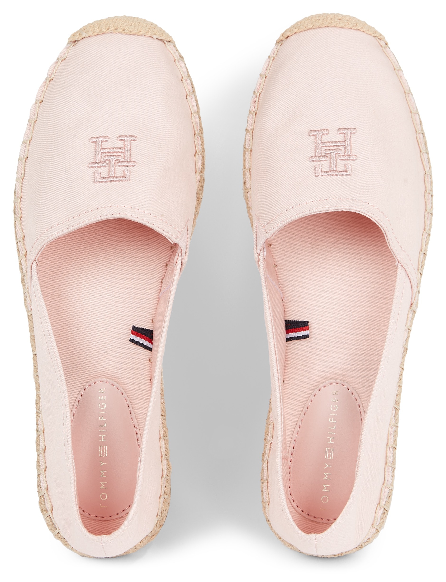 Tommy Hilfiger Espadrille »EMBROIDERED FLAT ESPADRILLE«, Sommerschuh, Strandschuh, Loafer, Slipper in schmaler Form