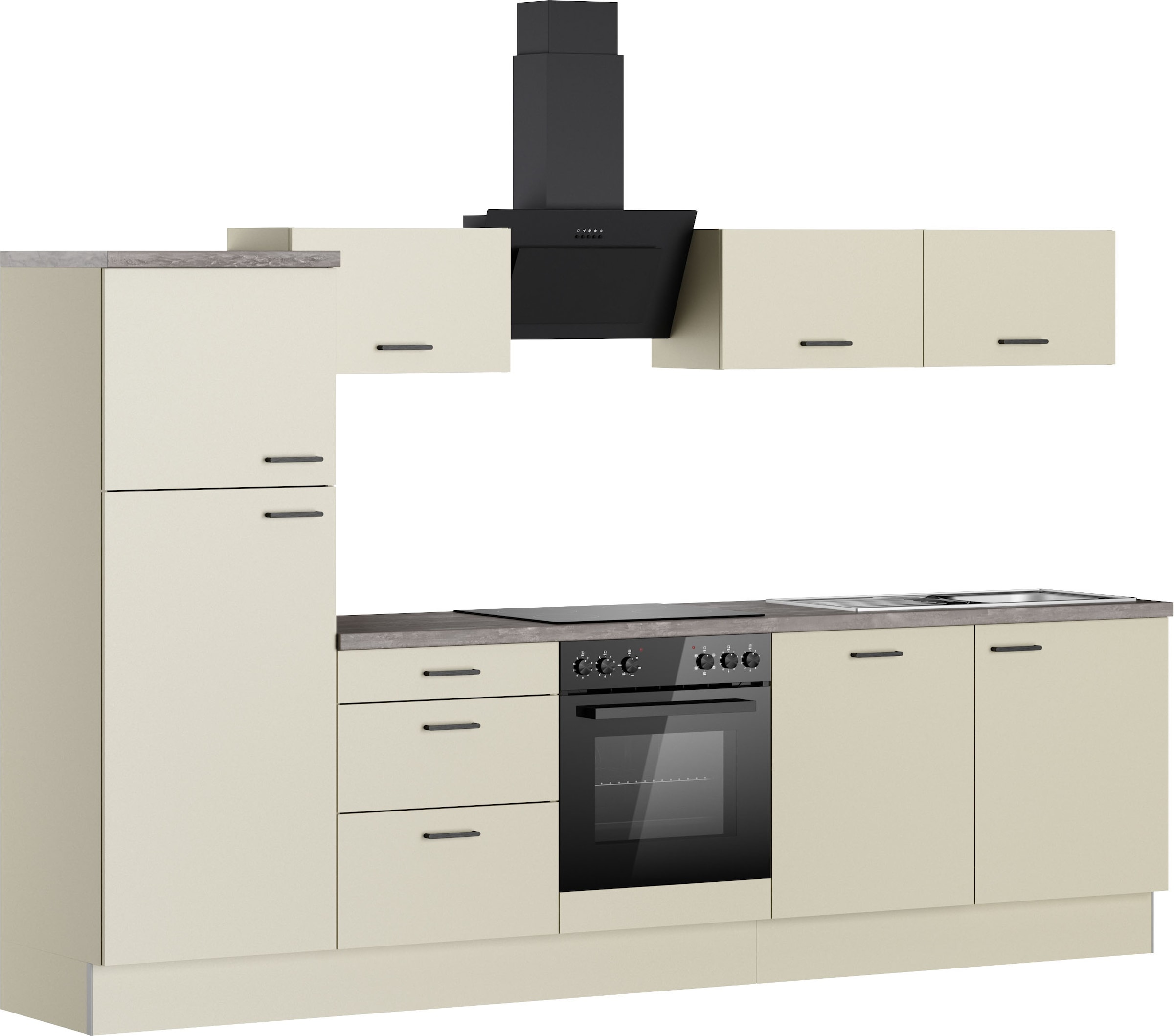 KOCHSTATION Kitchenette »KS-Sion« largeur 300 cm, montage rapide avec OPTIsnap, option appareils E