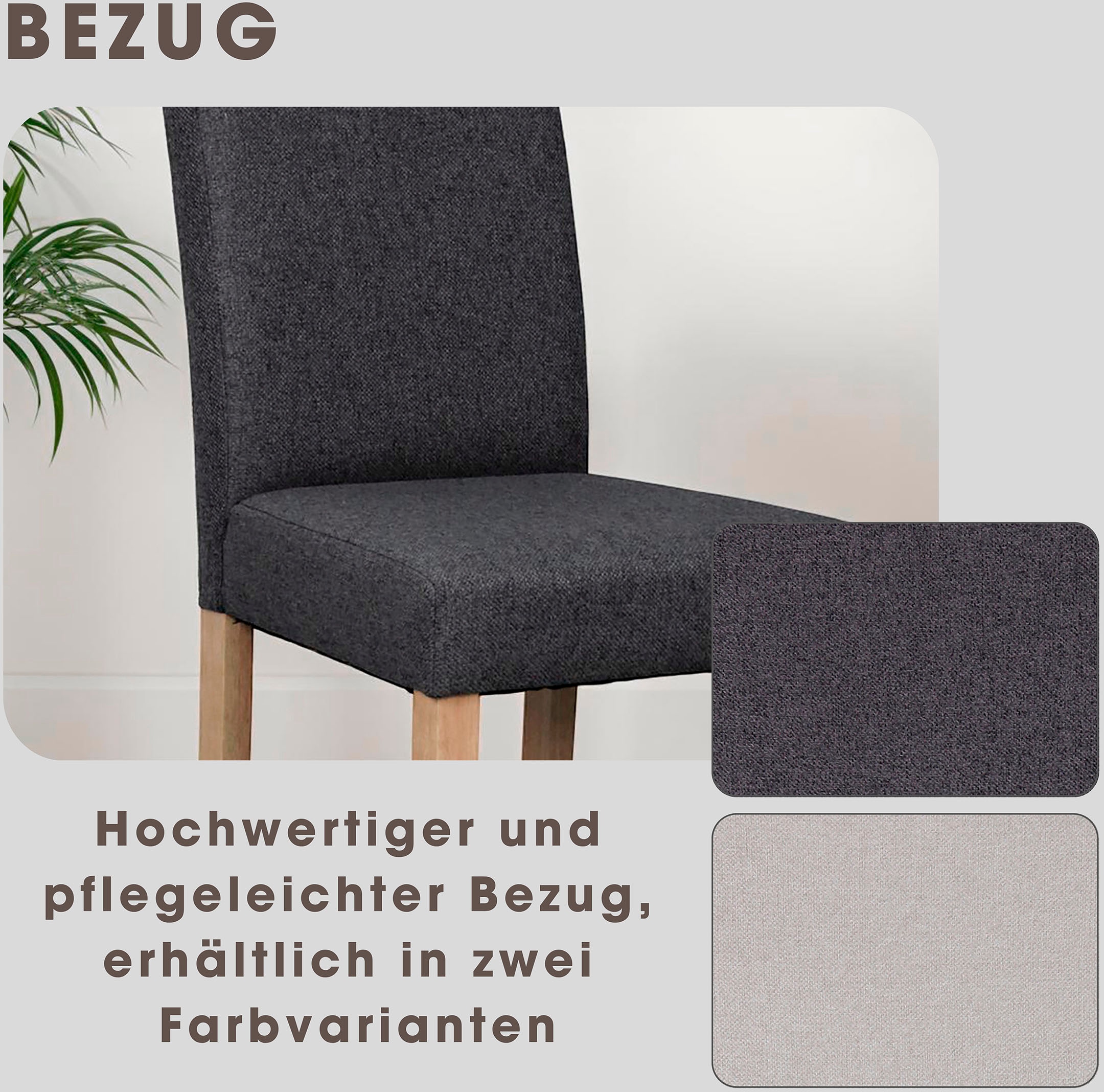 byLIVING Chaise de salle à manger »Elias« (Set) 2 cuismit Massivholz - Gestell und gemütlicher Schaumstoffpolsterung