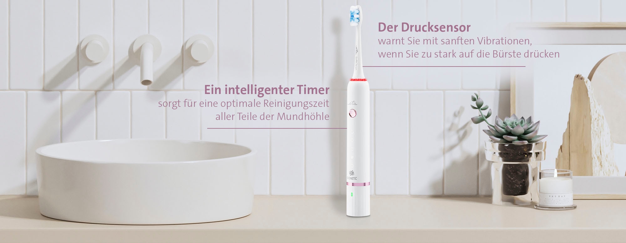 eta Brosse à dents sonique »Sonetic ETA970790000« 2 cuis Aufsteckbürsten Innovative Schalltechnologie MOVE+ (bis zu 40.000 Bewegungen/Minute)