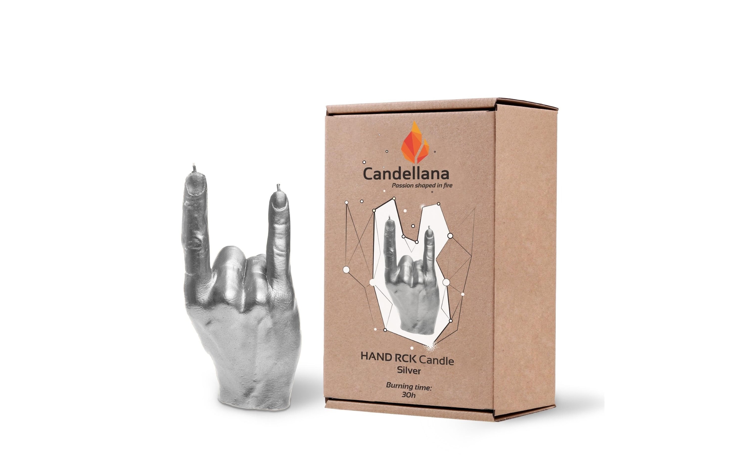Formkerze »Candellana Hand Rock Silber«