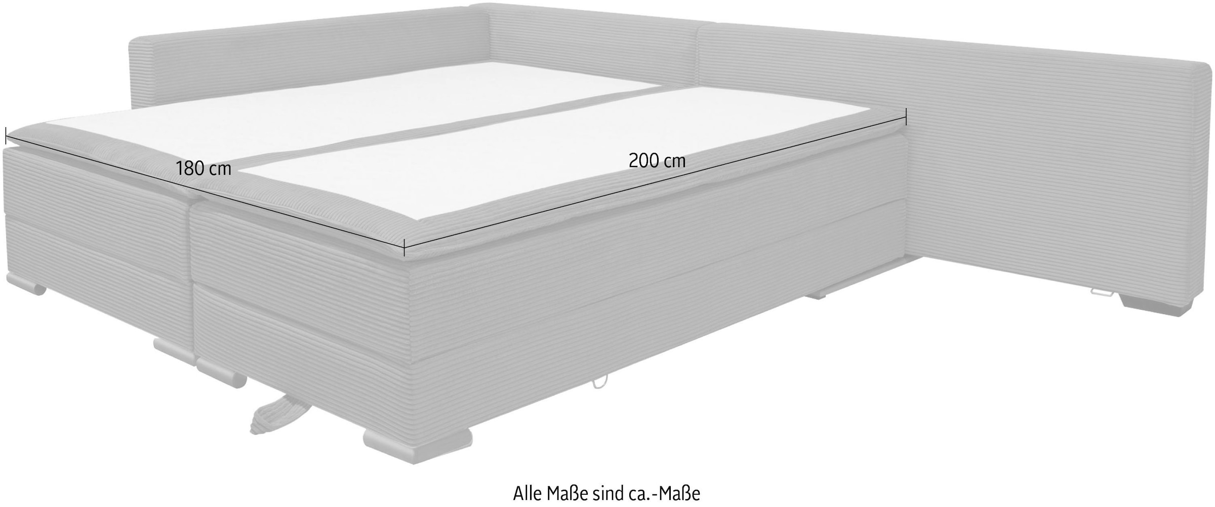 Home affaire Ecksofa »Night & Day L-Form, B: 321 cm, mit Dauer-Schlaffunktion 180x200 cm« Bettfunktion, Bettkasten, Topper & 3 Zierkissen, Boxspringbett in Cord