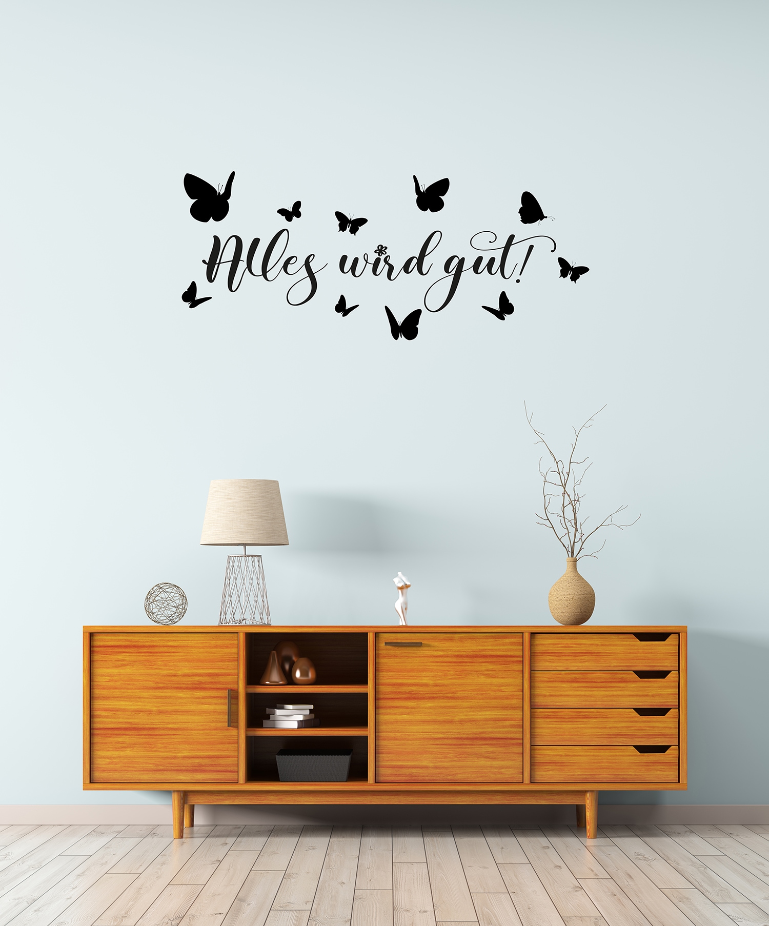 Image of Home affaire Wandtattoo "Alles wird gut - Schmetterlinge" Wandaufkleber, selbstklebend, rückstandslos abziehbar